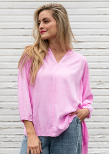 Gemma - Boho Shirt, Hot Pink Pigment Dye