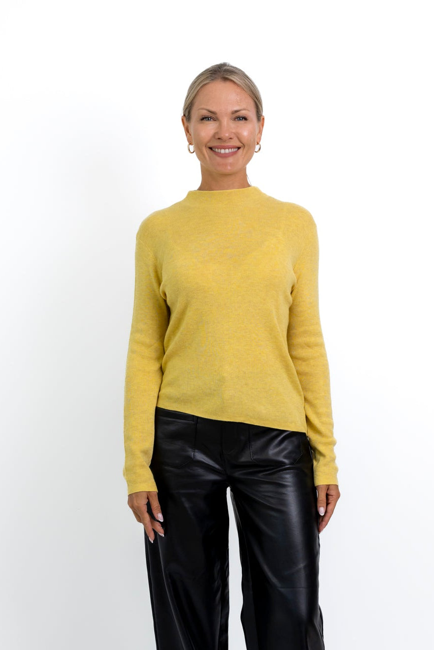 Lancaster - Fine Knit Funnel with Asymmetric Hem, Butter
