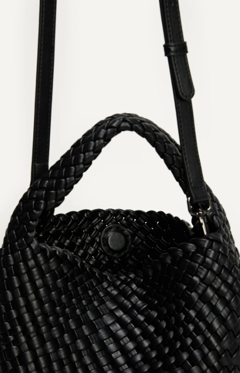 Mia - Plaited Vegan Bag with Matching Purse, Black