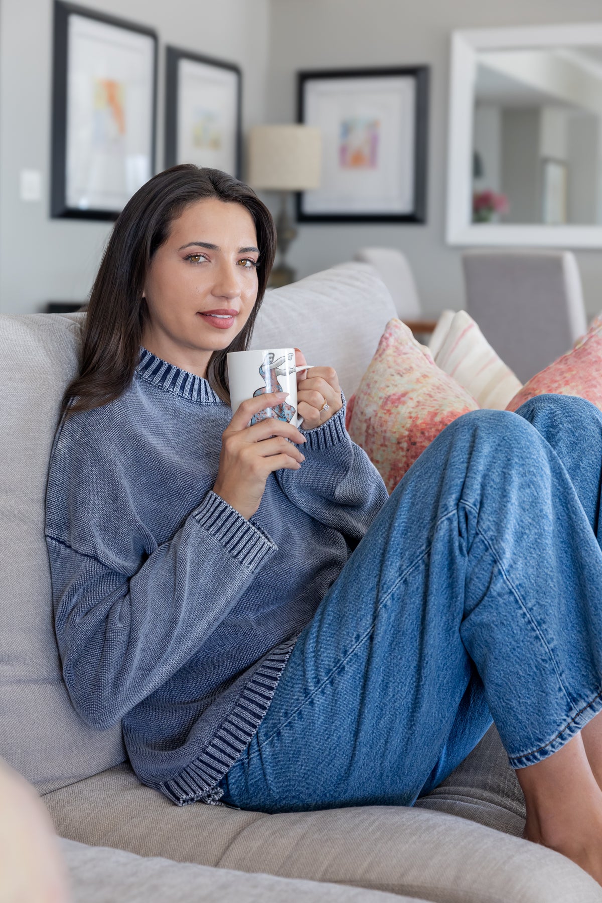 Tivoli - Distressed Cotton Crew Neck, Denim Blue