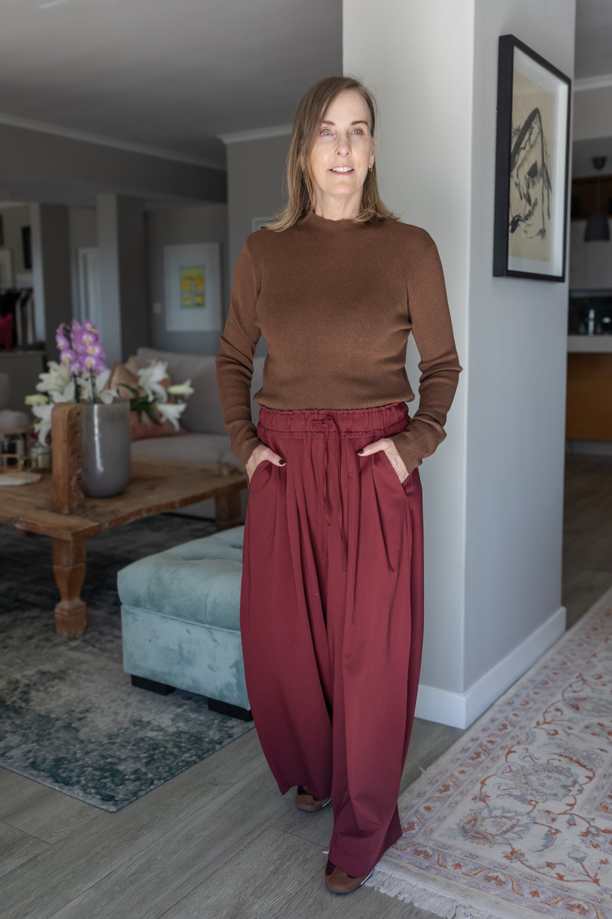 Lancaster - Fine Knit Funnel with Asymmetric Hem, Choc