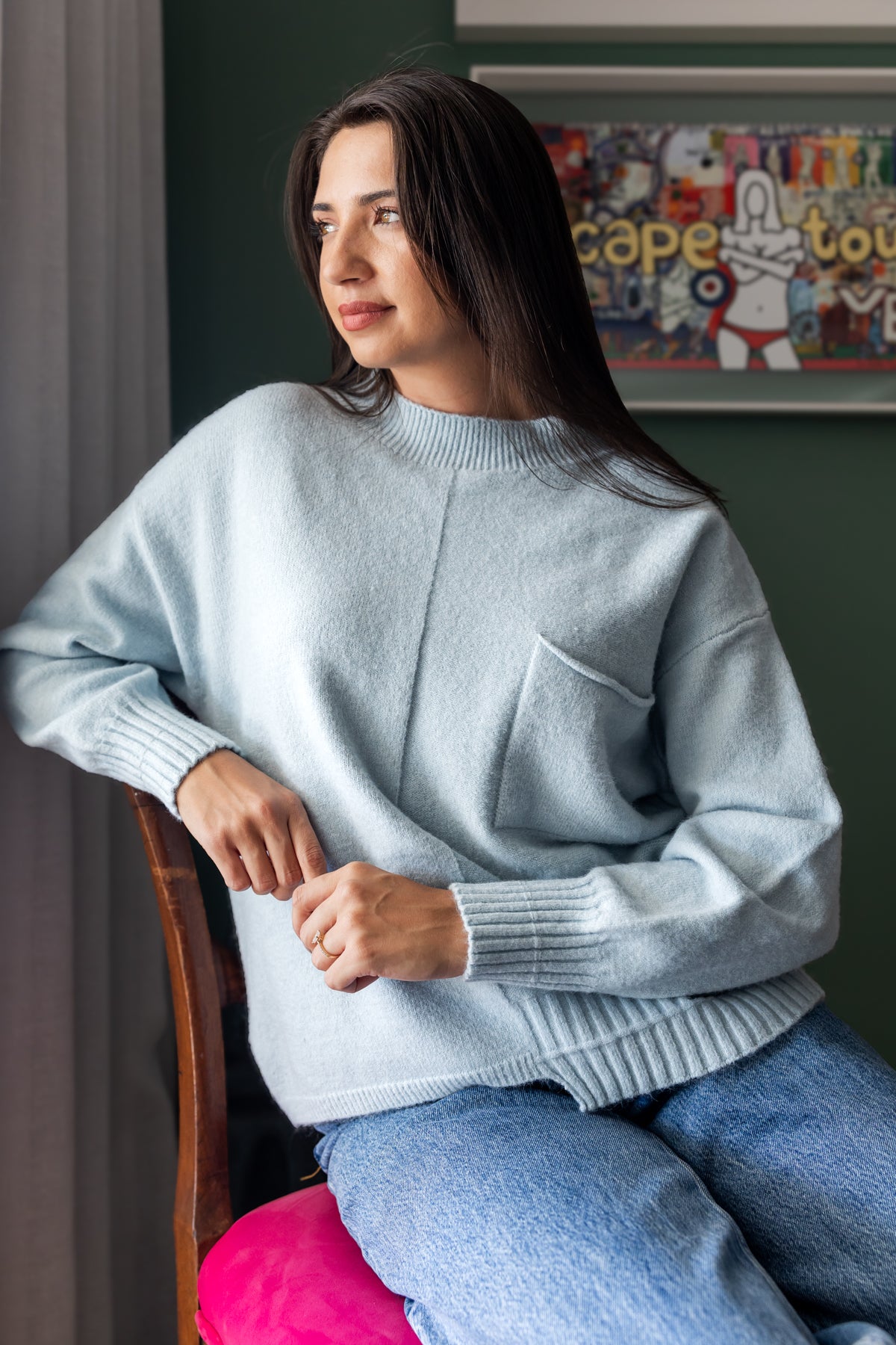 Hollister - Asymmetric Hem with Pocket, Light Blue