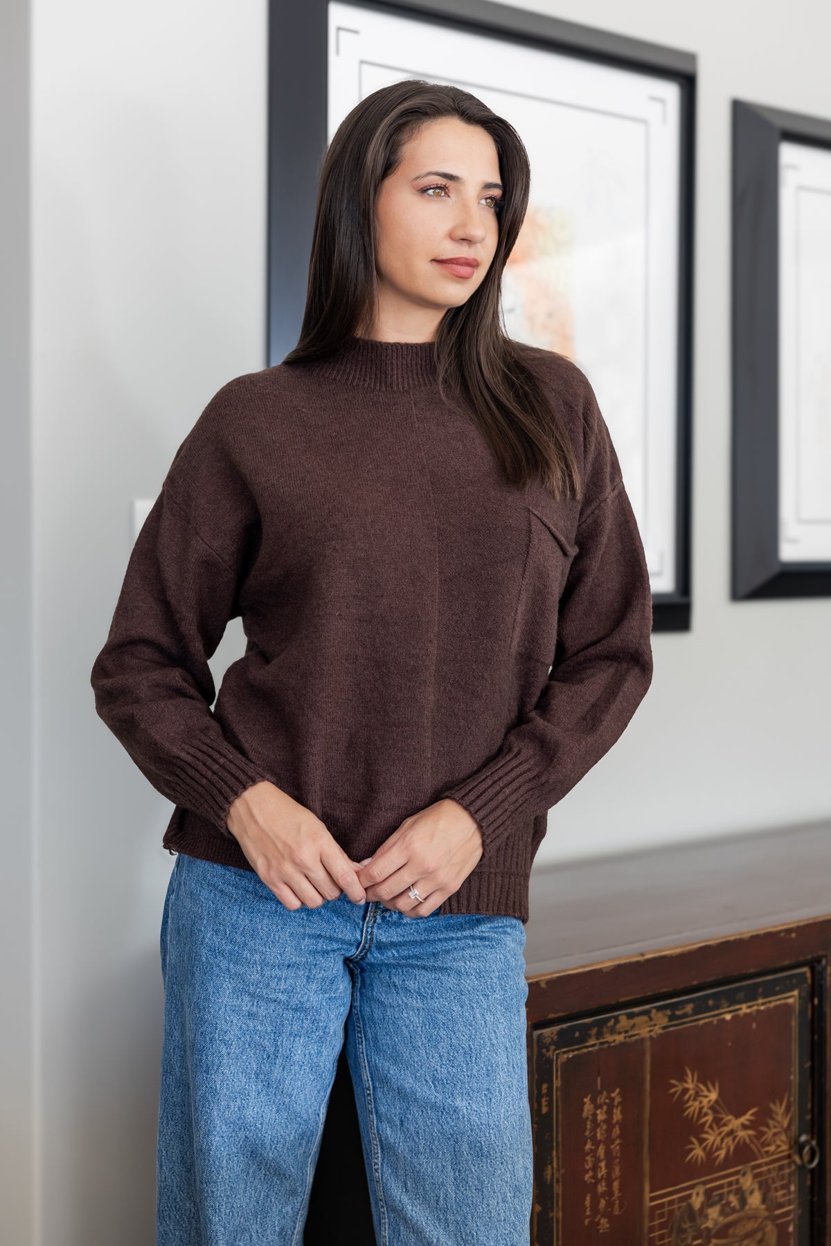 Hollister - Asymmetric Hem with Pocket, Chocolate