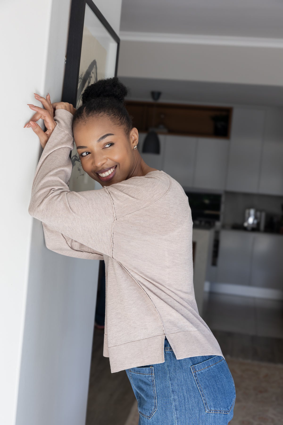 Irvine - Classic Crew with Stitching Detail, Stone