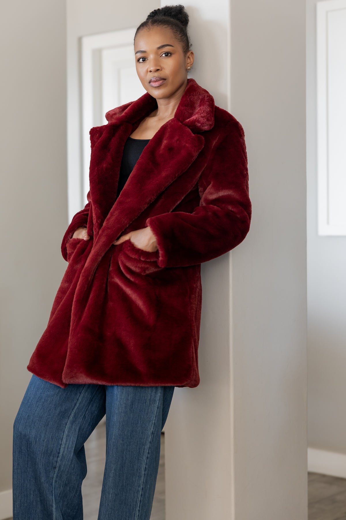 Montreal - Faux Fur Lined Jacket, Bordeaux
