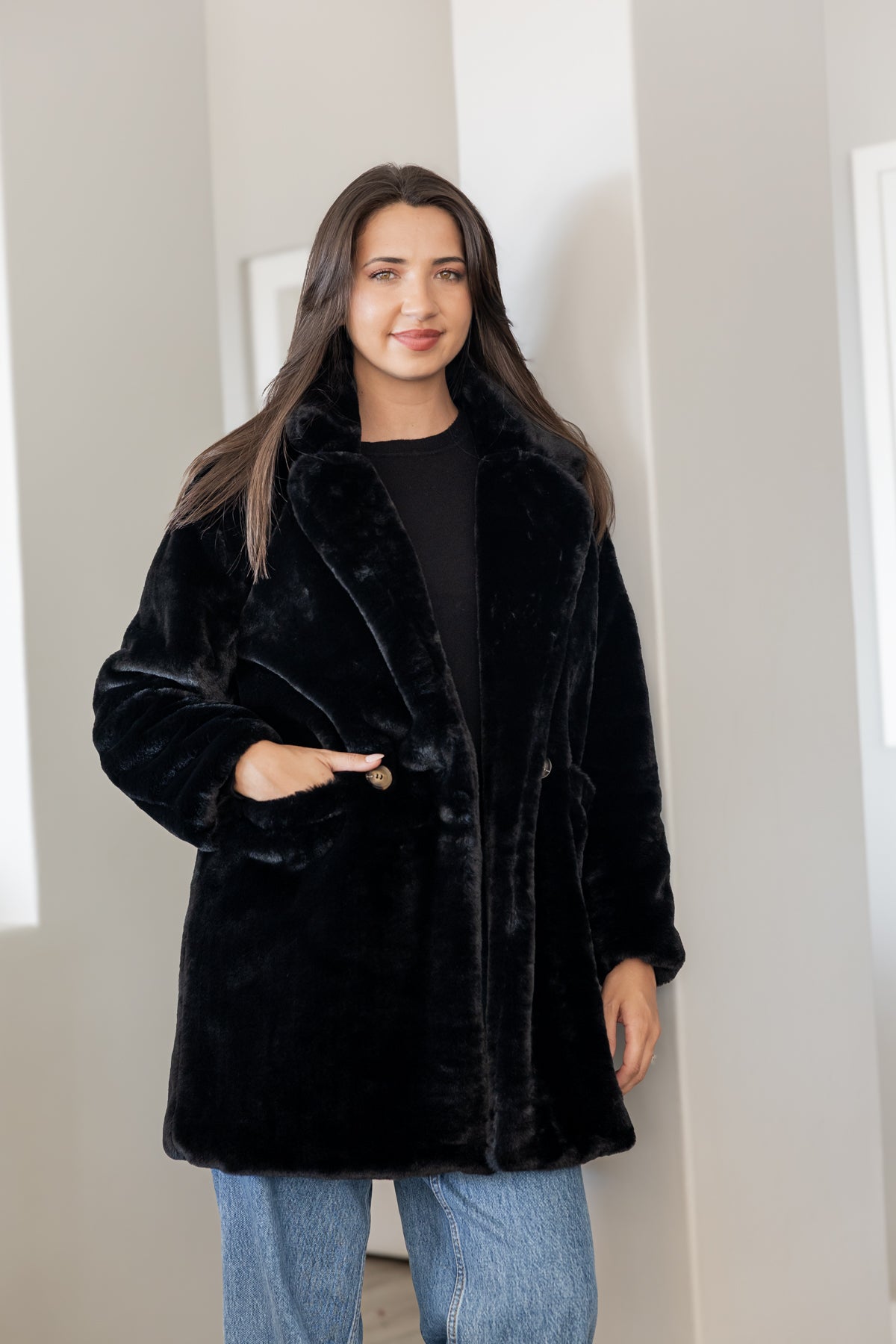 Montreal - Faux Fur Lined Jacket, Black