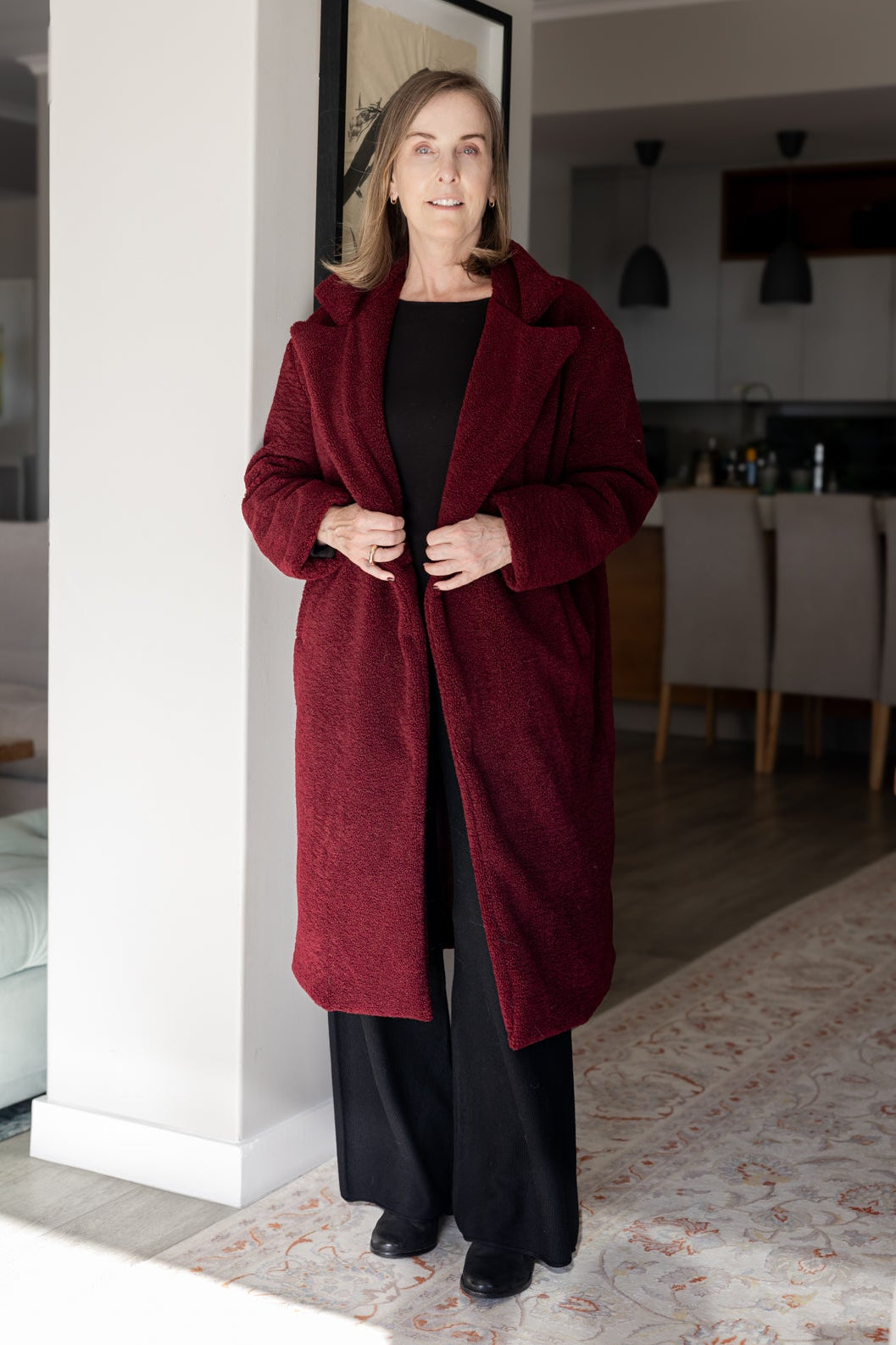 Nouvelle - Teddy Fur Lined Coat, Bordeaux