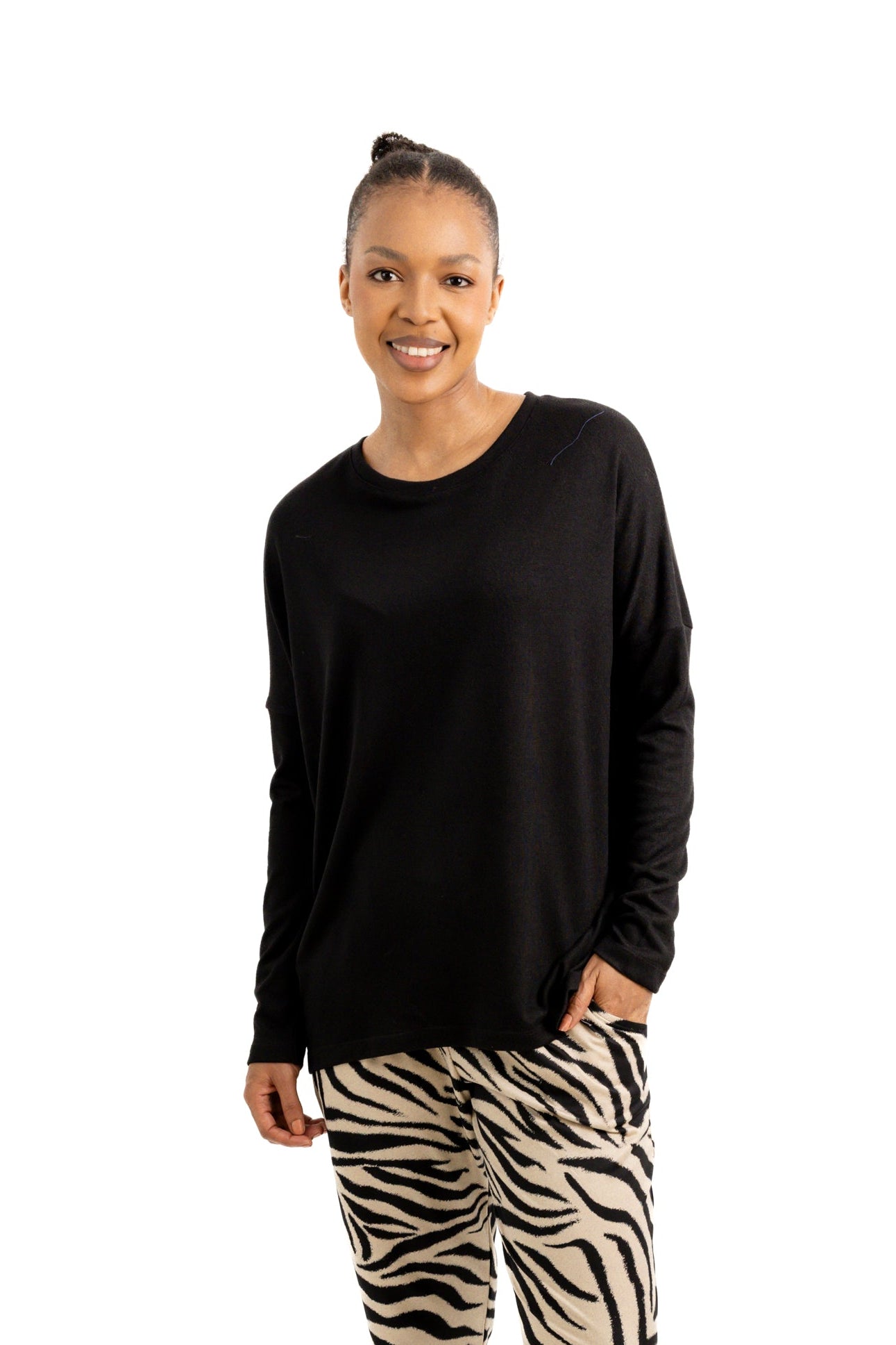 Kitt - Longline Super Soft Cut & Sew Tee with Backseam, Black