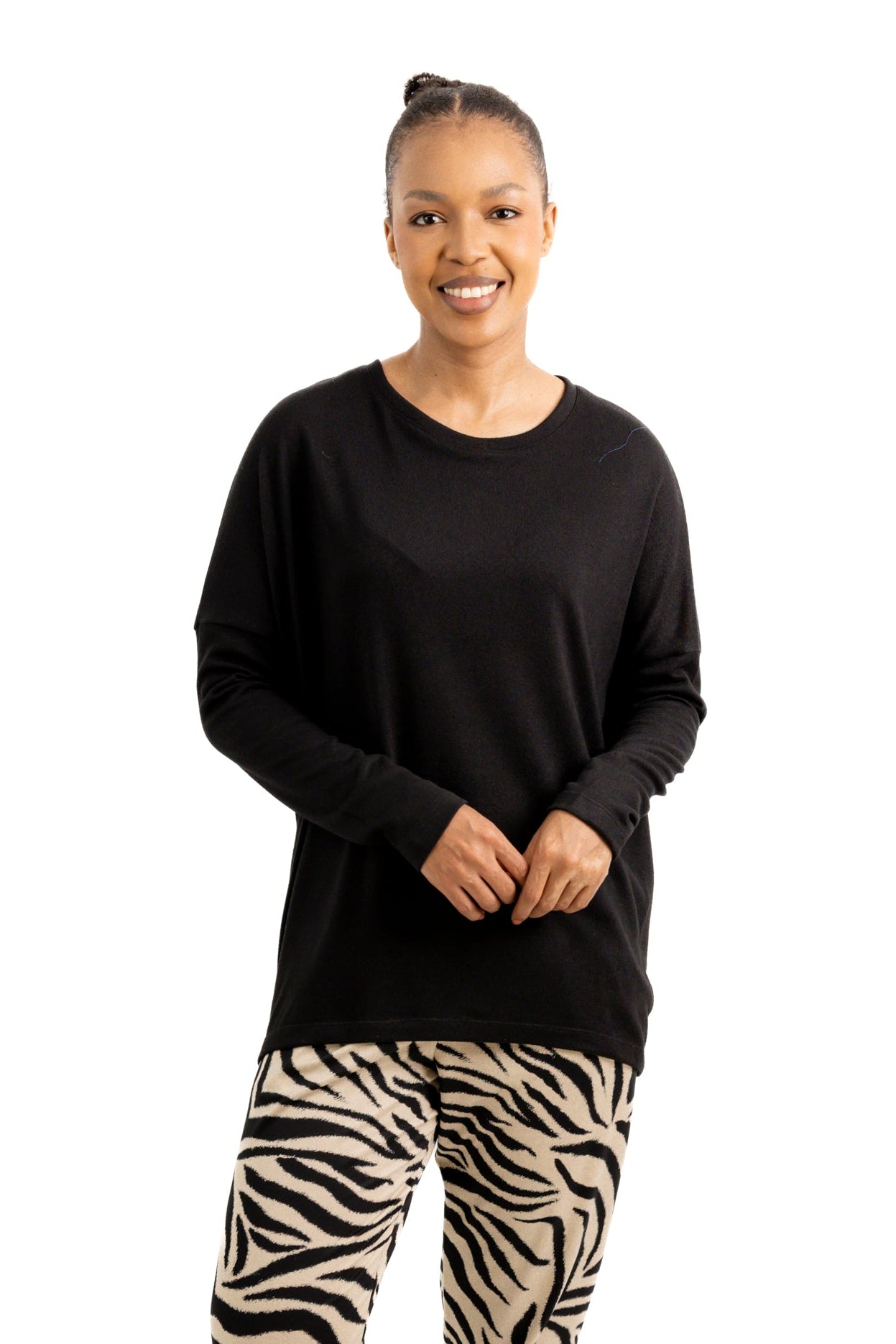 Kitt - Longline Super Soft Cut & Sew Tee with Backseam, Black