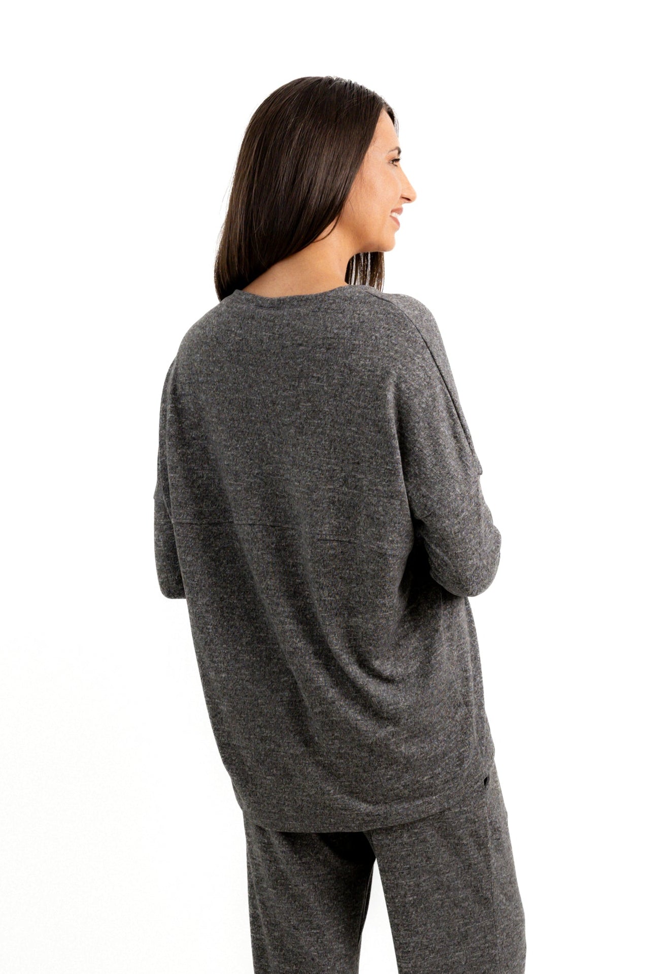 Kitt - Longline Super Soft Cut & Sew Tee with Backseam, Charcoal