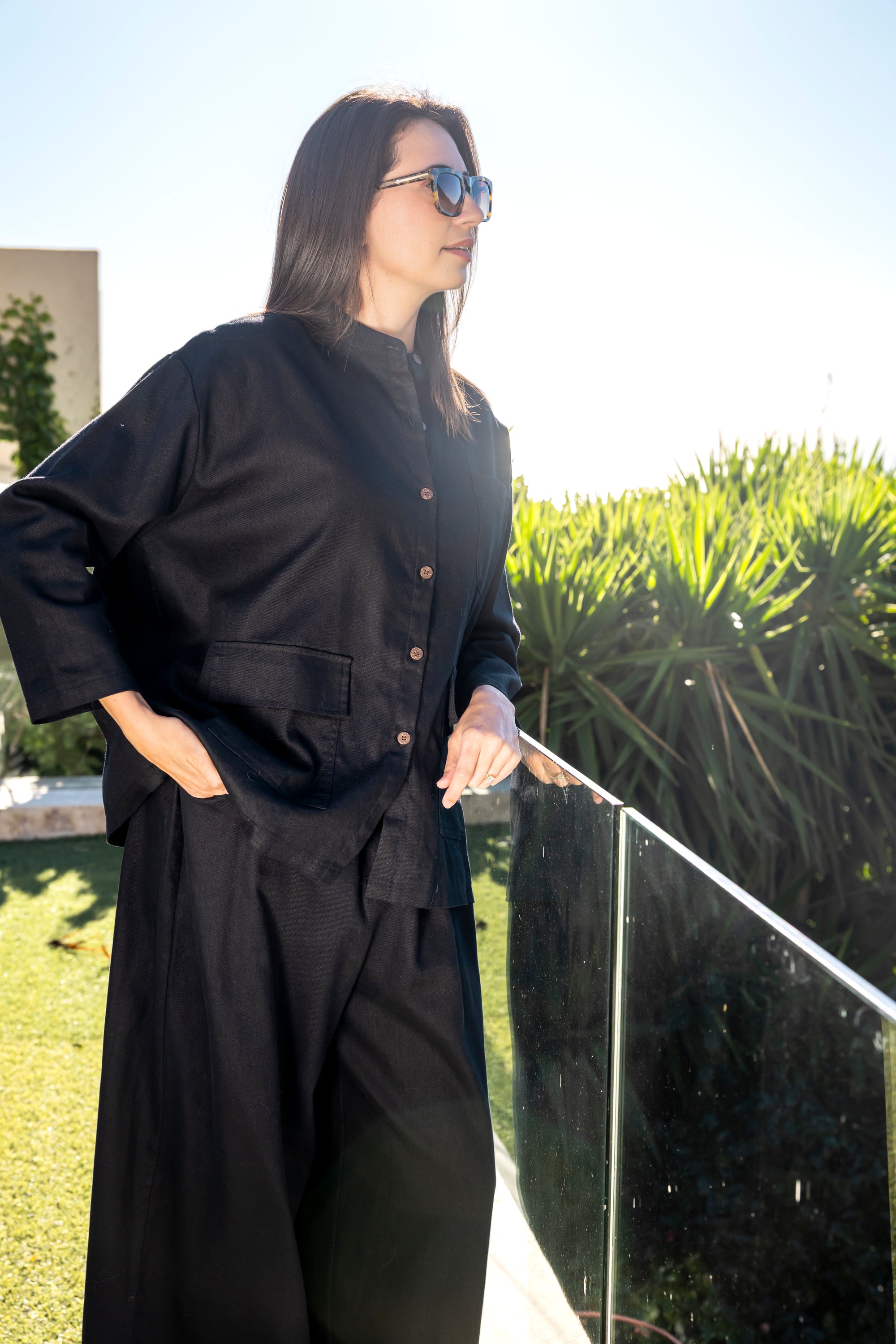 Cotton Rami Matching Zen Style Set, Black
