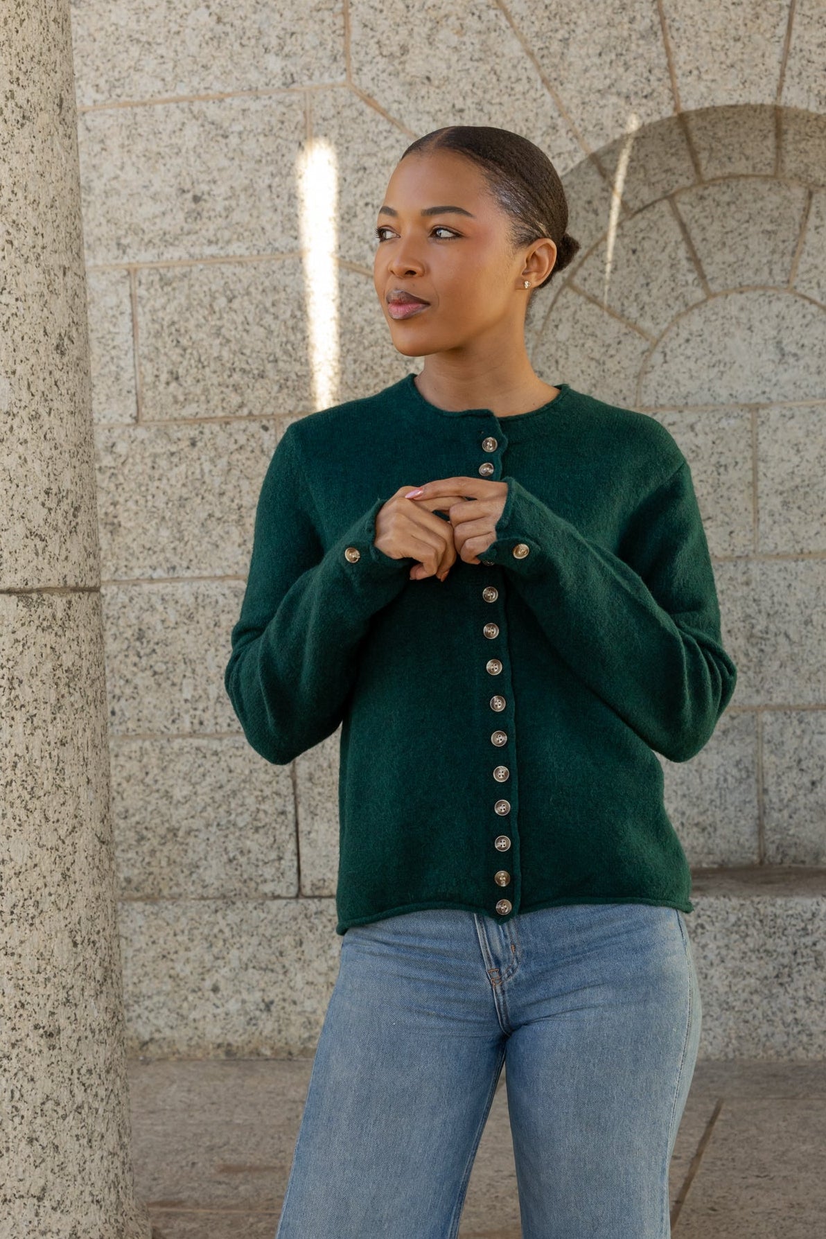 Hayward - Multi Button Cardi, Bottle Green