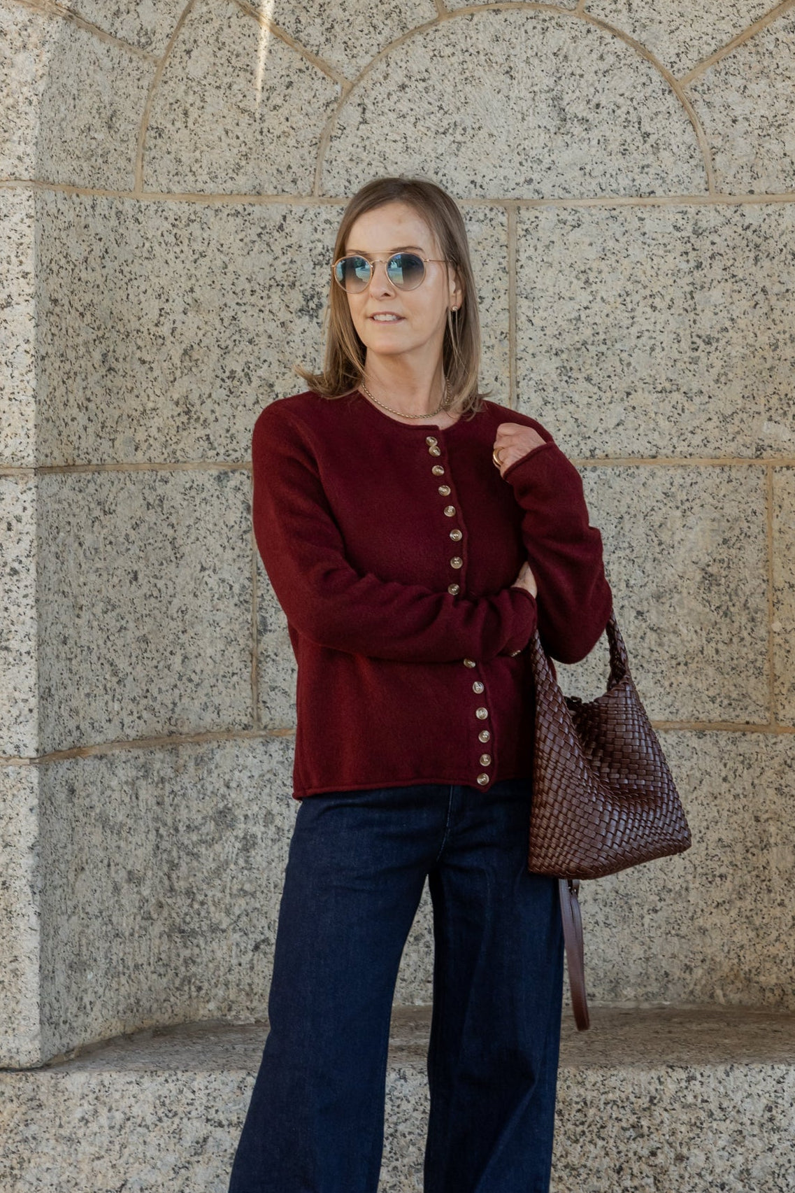 Hayward - Multi Button Cardi, Bordeaux