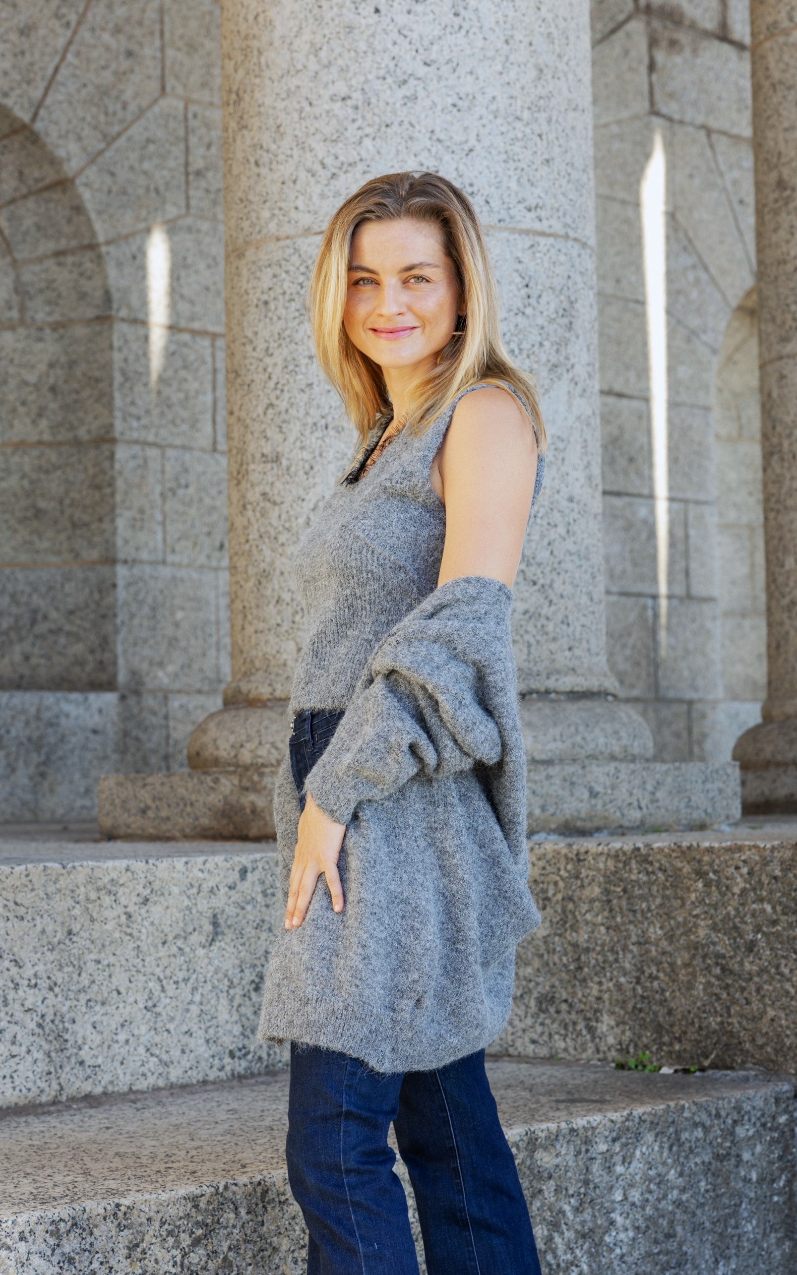 Nieve - Twin set, Lace Edge Cami & Cardi, Grey
