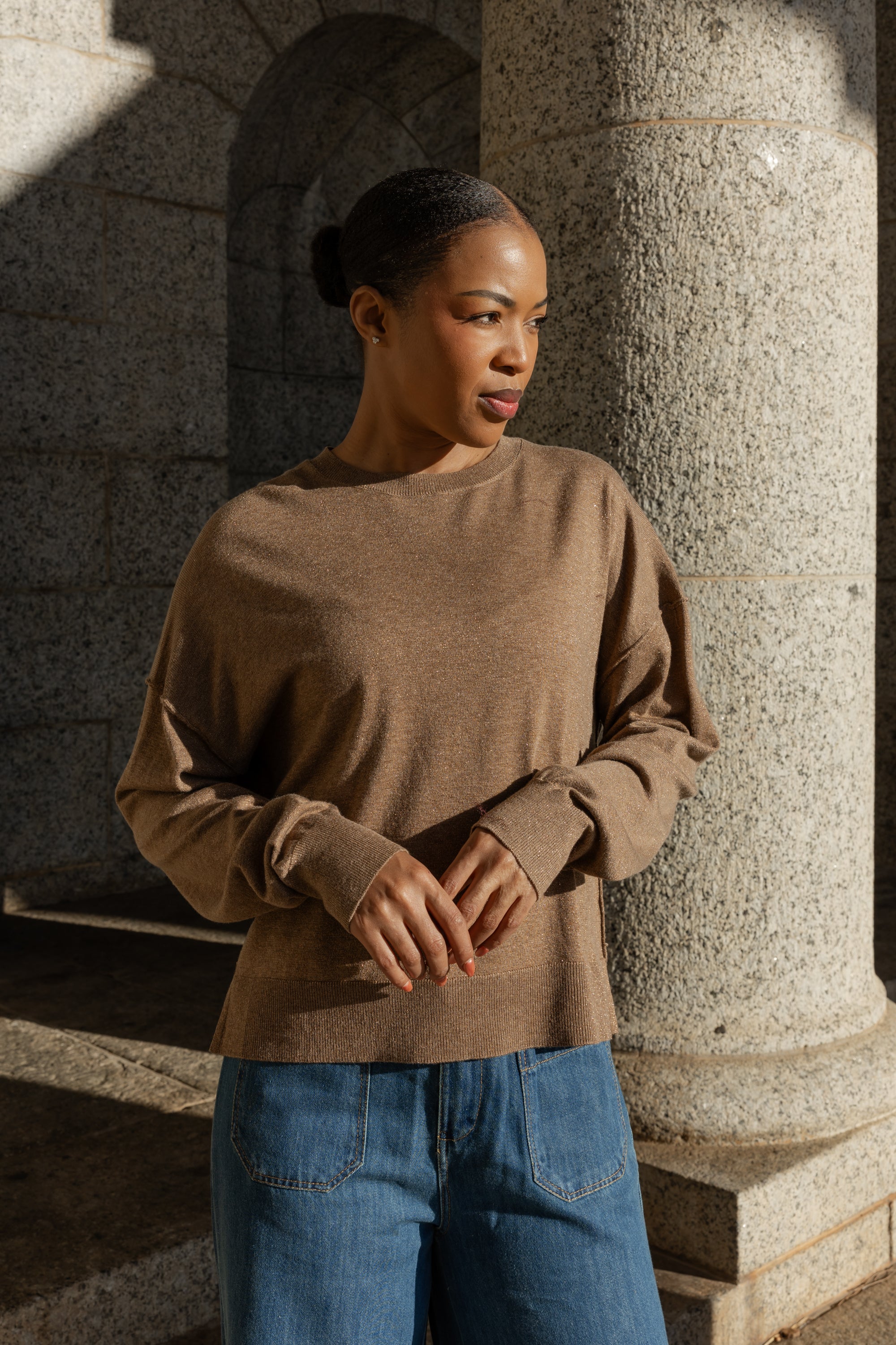 Carmel - Classic Crew with Lurex Detail