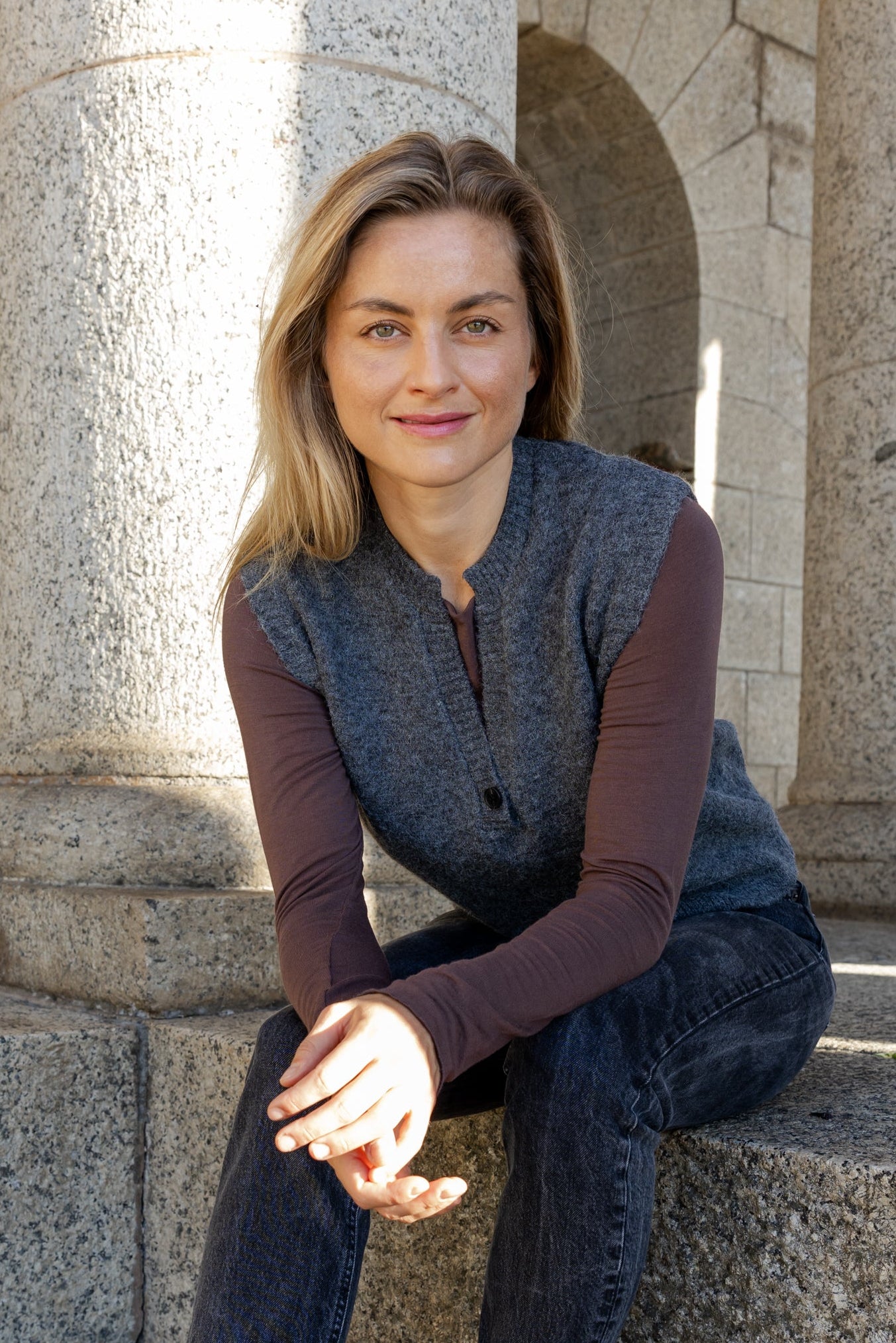 Bella Vista- Sleeveless Gilet, Charcoal Grey