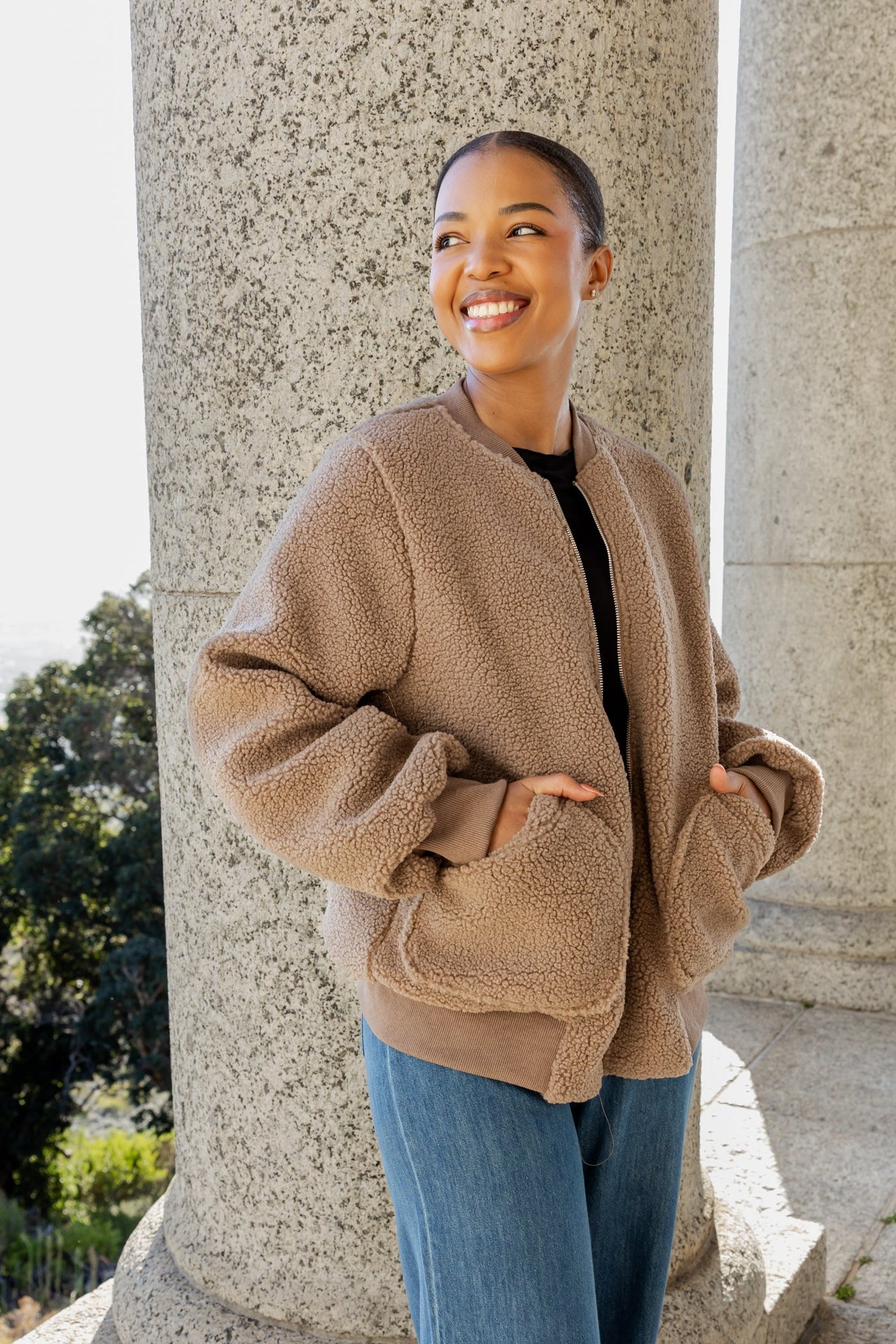 Arcadia - Teddy Fur Lined Jacket, Mocha