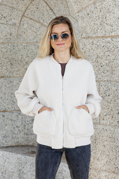 Arcadia - Teddy Fur Lined Jacket, Cream