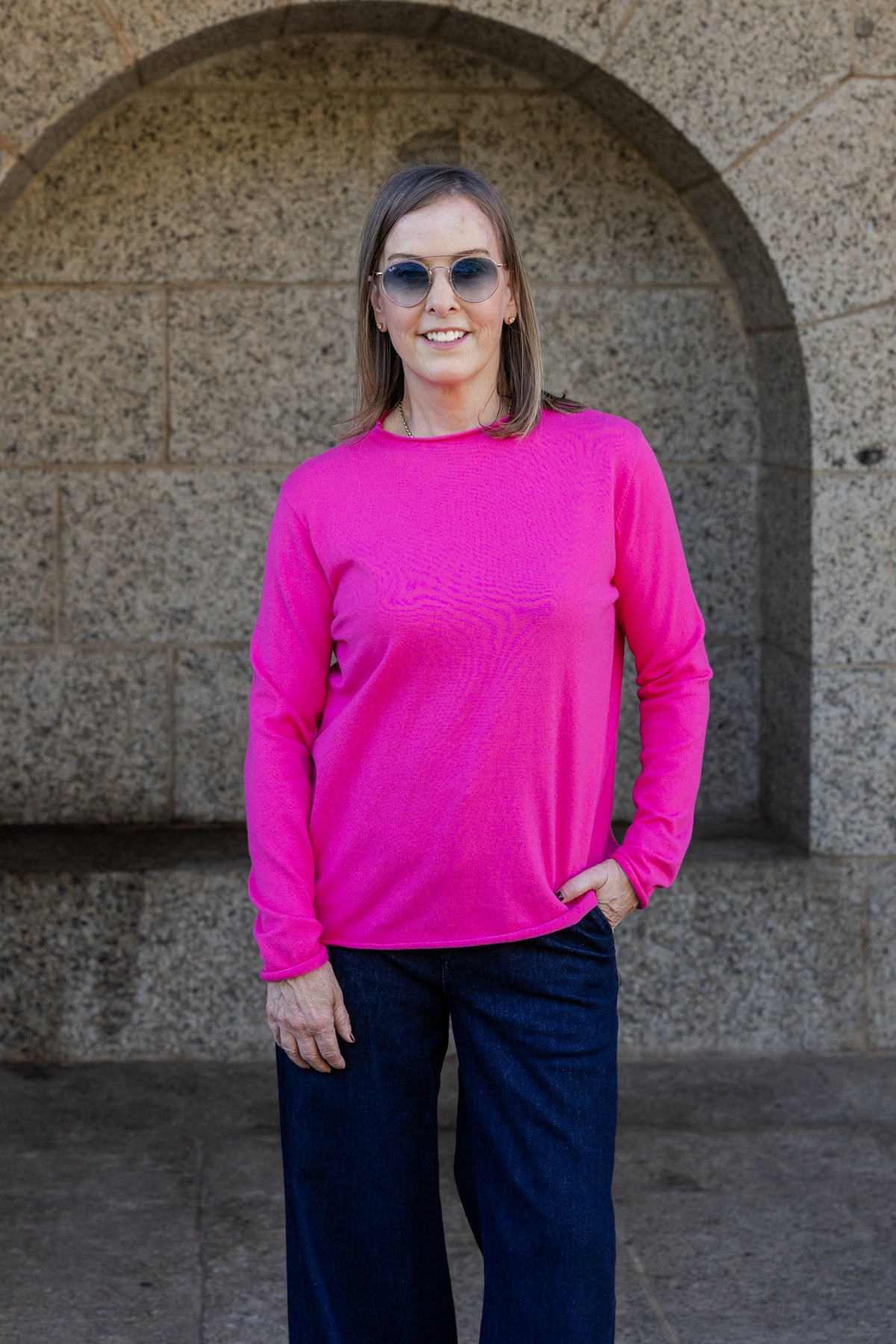 Milan - Classic Funnel Neck, Cerise