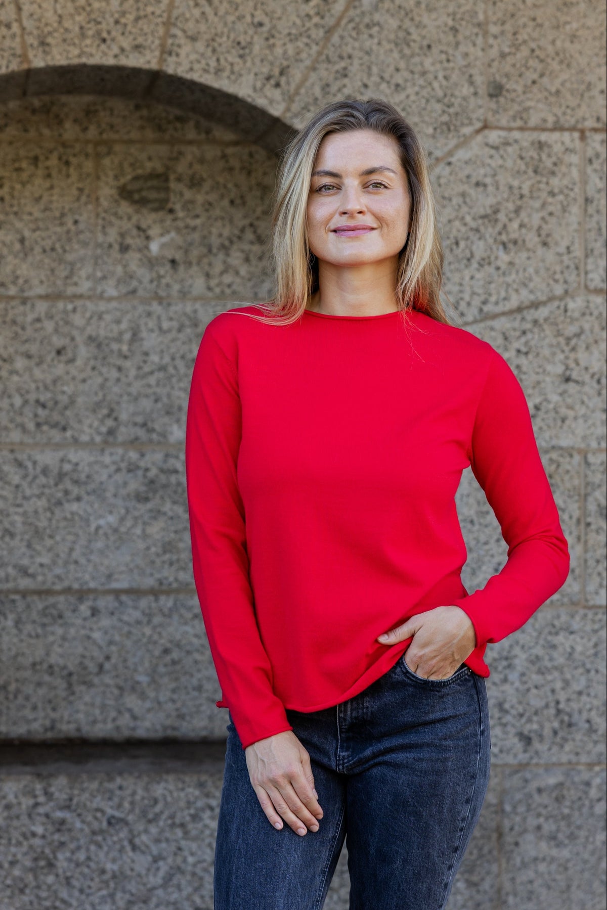 Milan - Classic Funnel Neck, Cherry Red