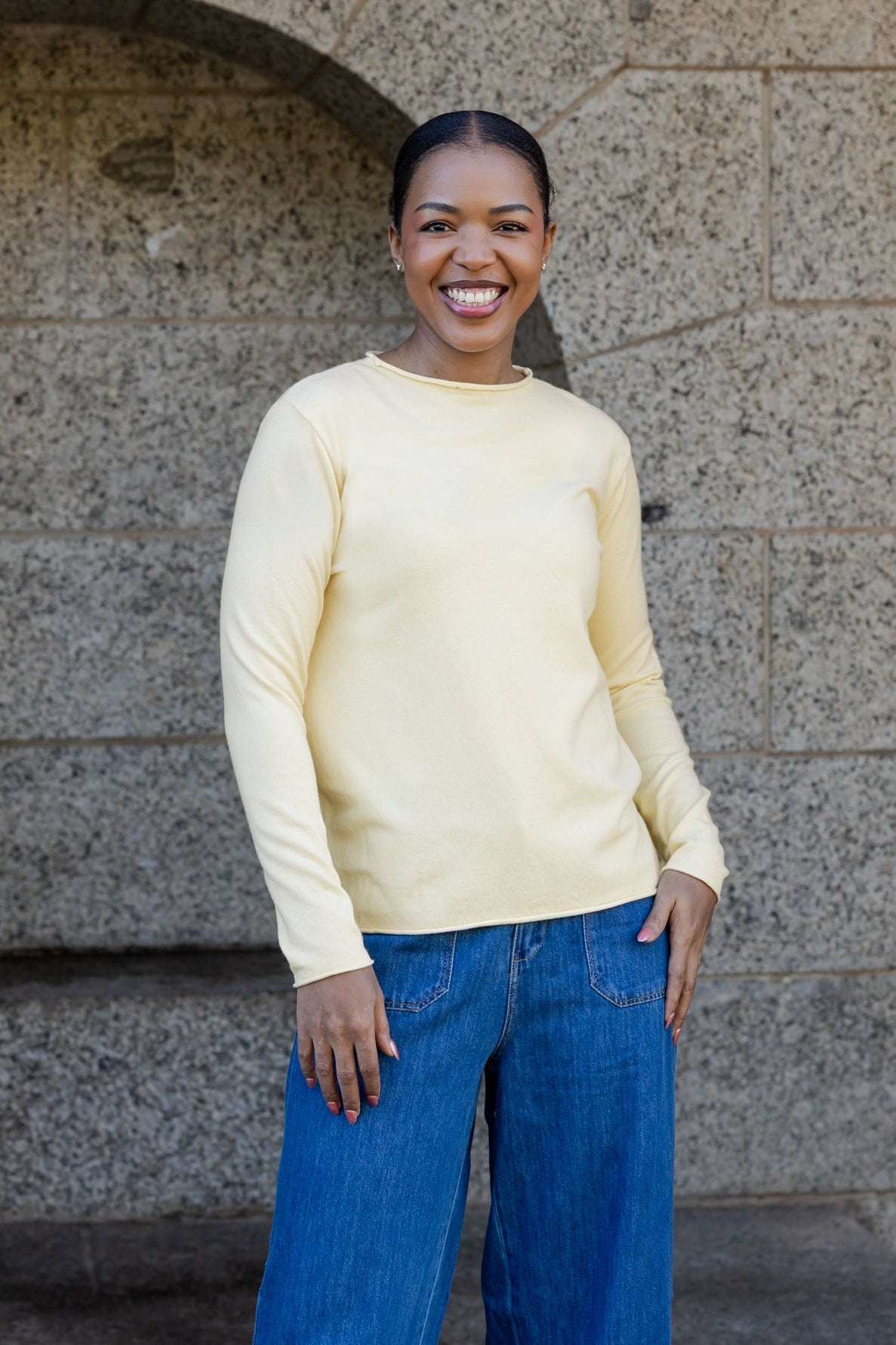 Milan - Classic Funnel Neck, Butter