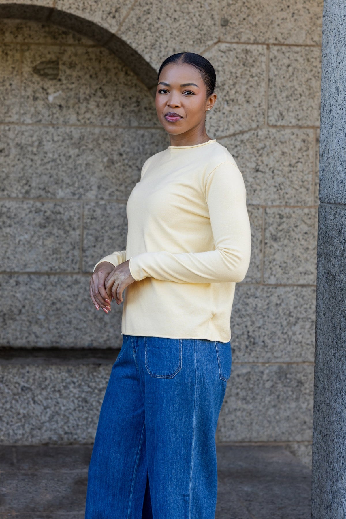 Milan - Classic Funnel Neck, Butter