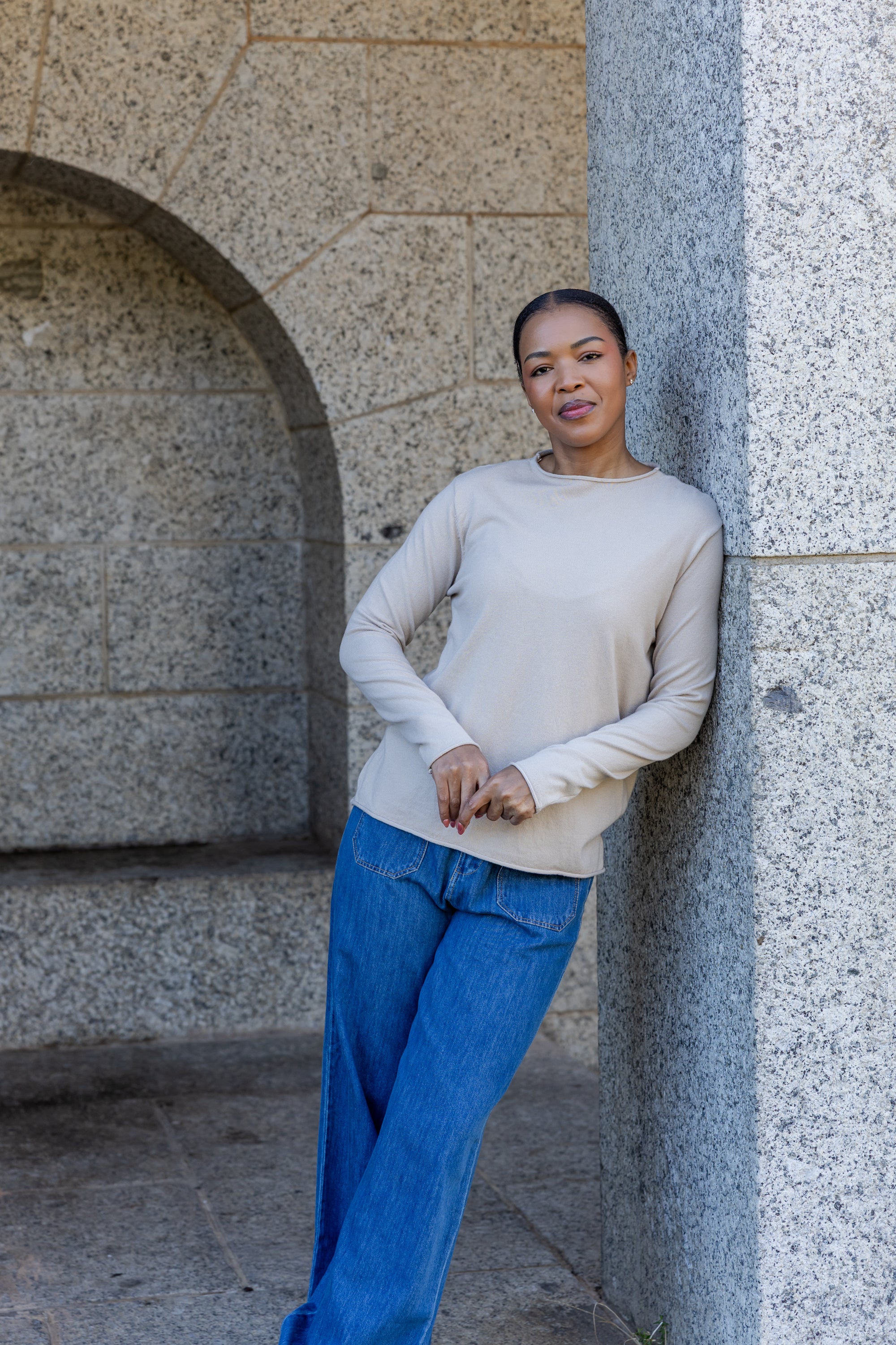 Milan - Classic Funnel Neck, Stone