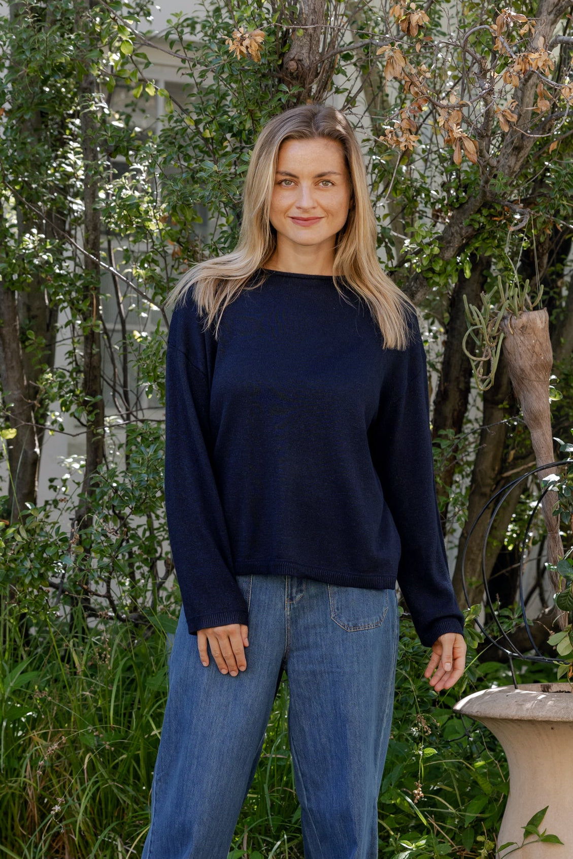 D’Aliso - Boxy Knit with Lurex, Navy