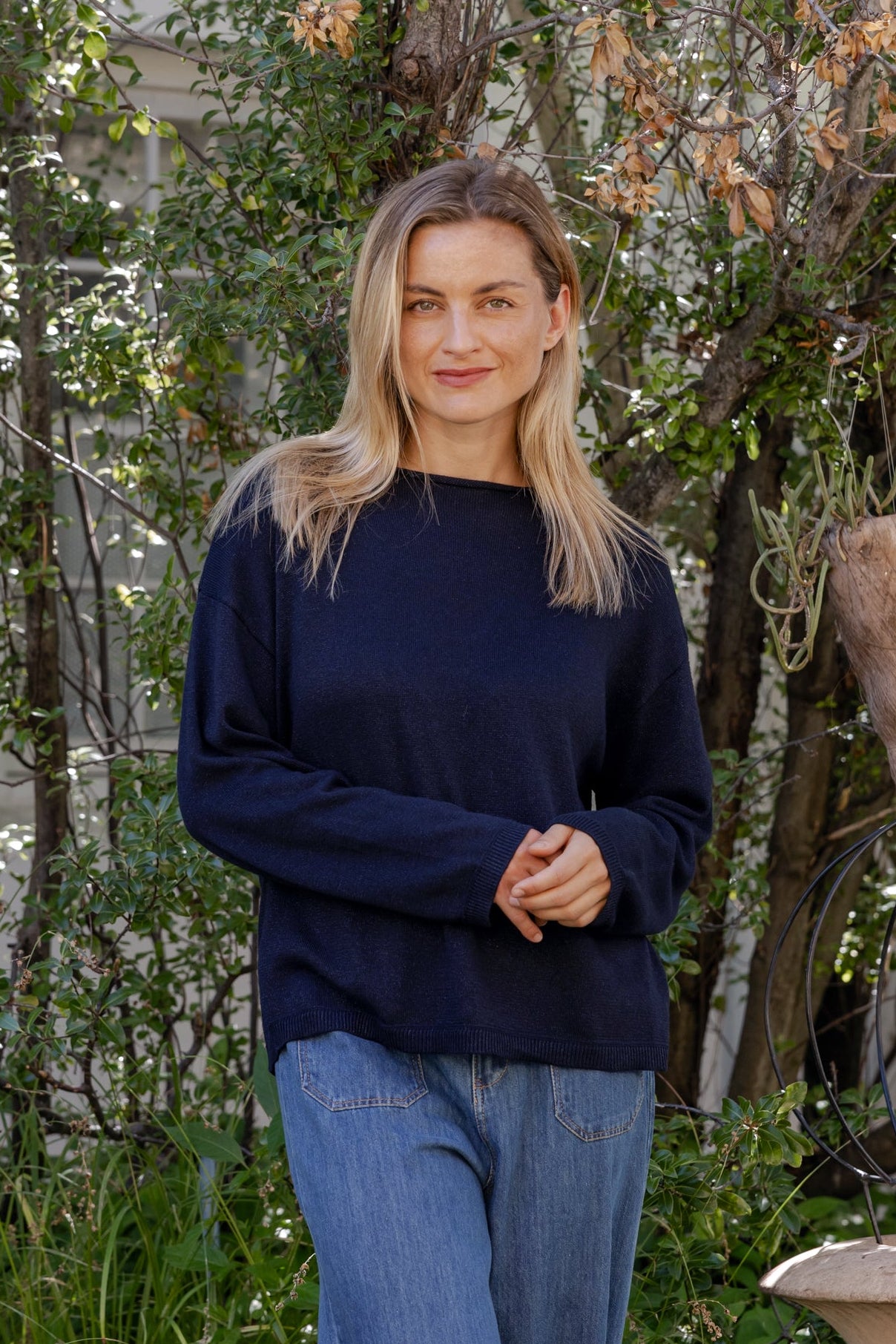 D’Aliso - Boxy Knit with Lurex, Navy