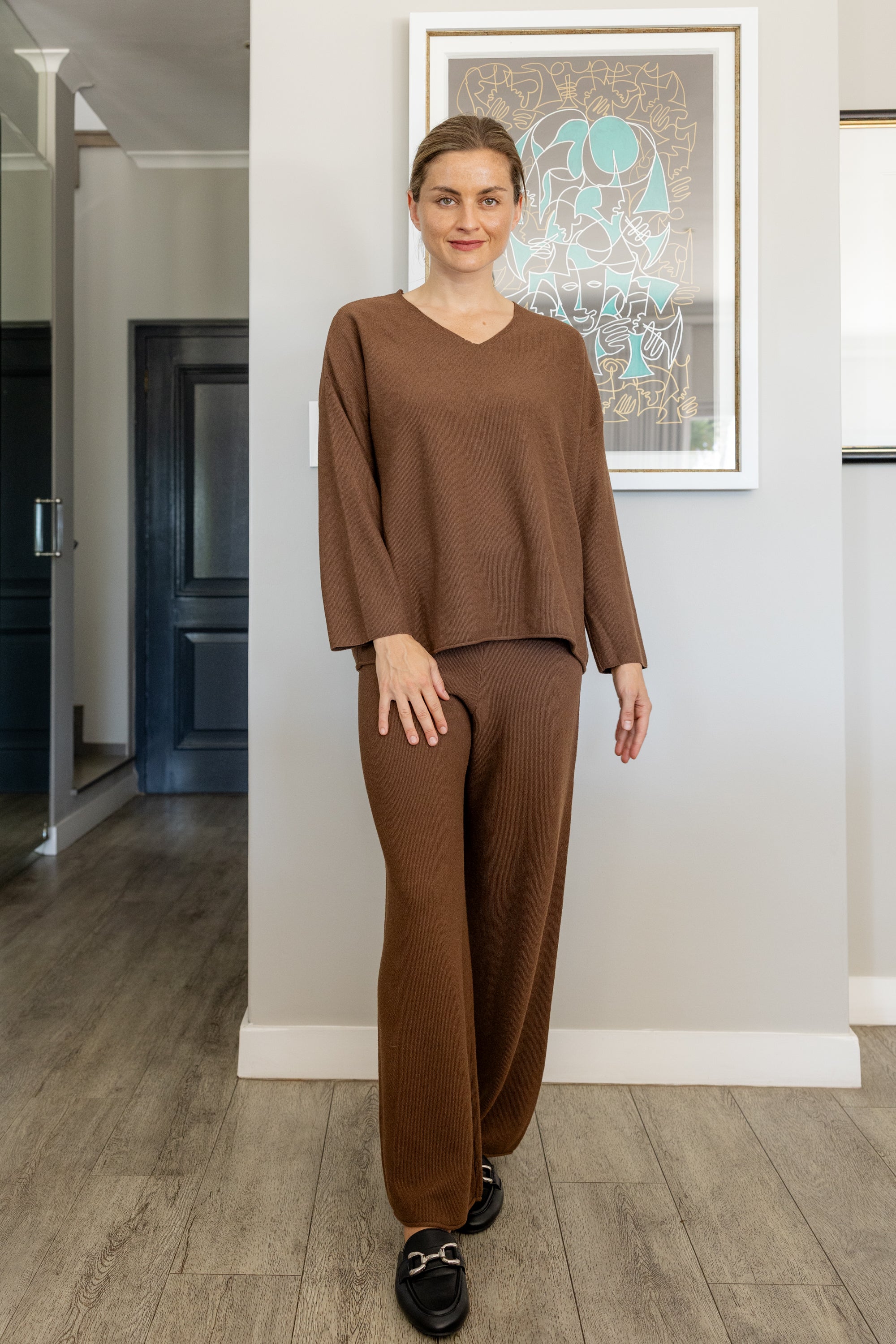 Monterey - V Neck luxe Track Set, Choc