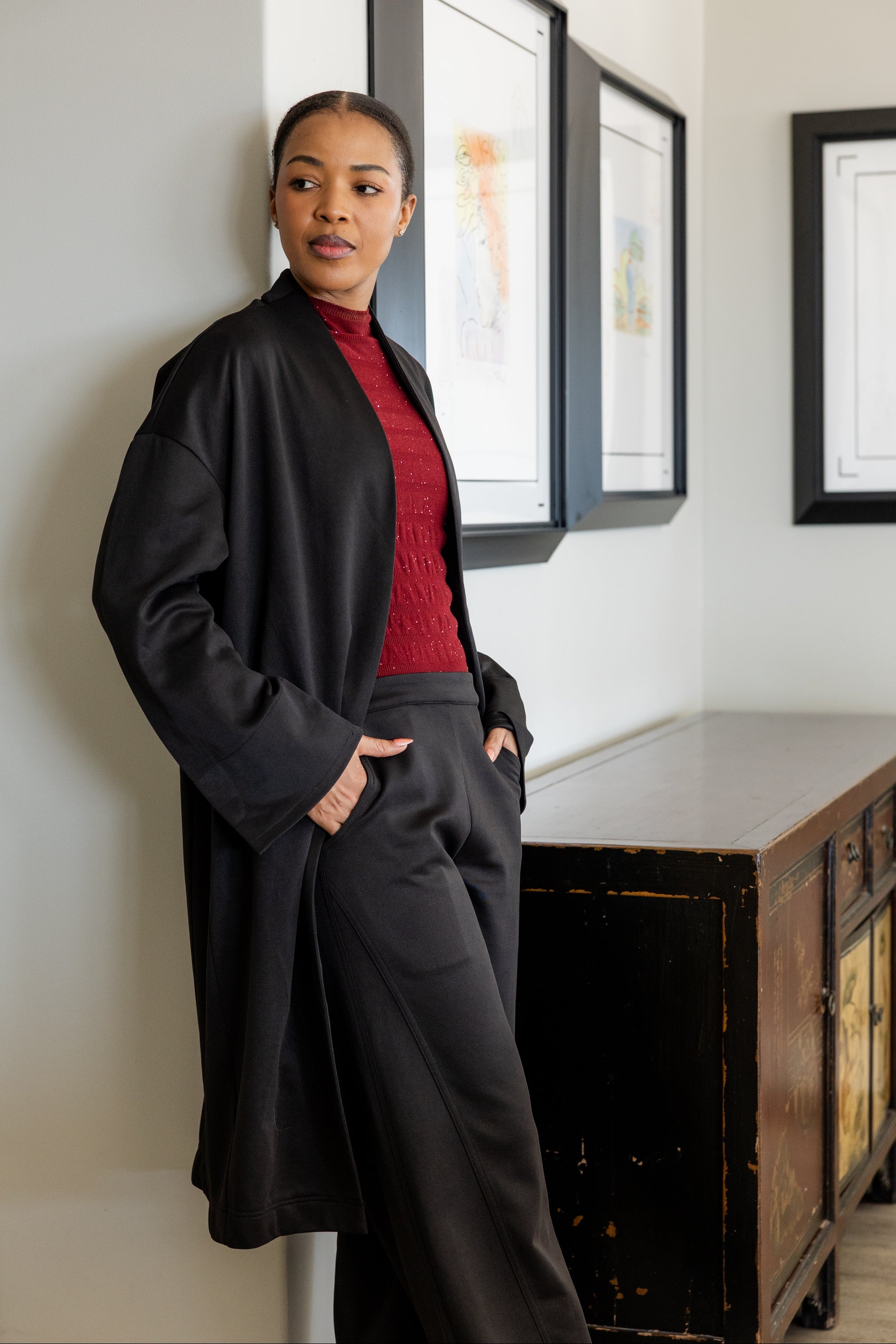 Max - Barrel Styled Pant, Black Scuba