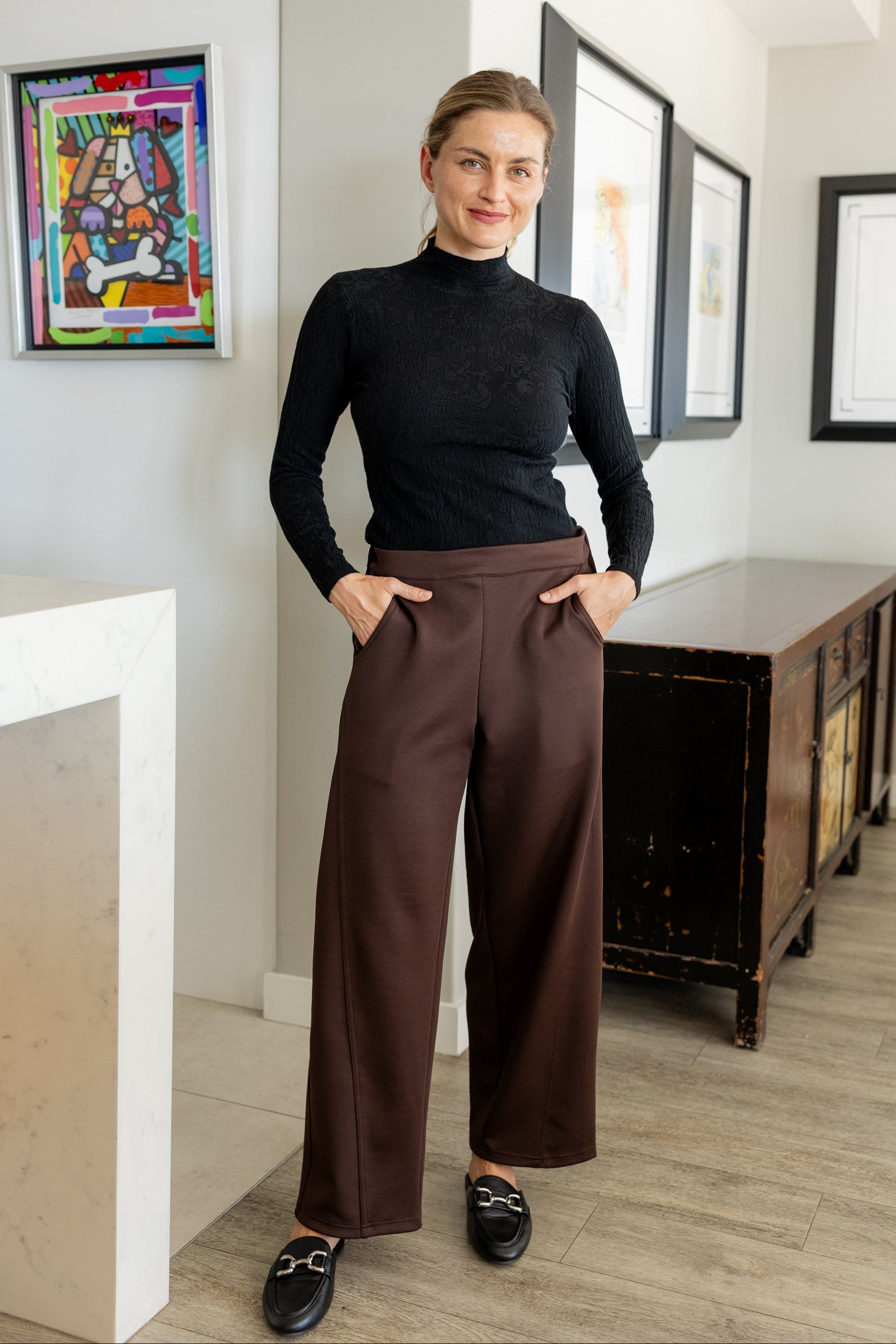 Max - Barrel Styled Pant, Choc Scuba