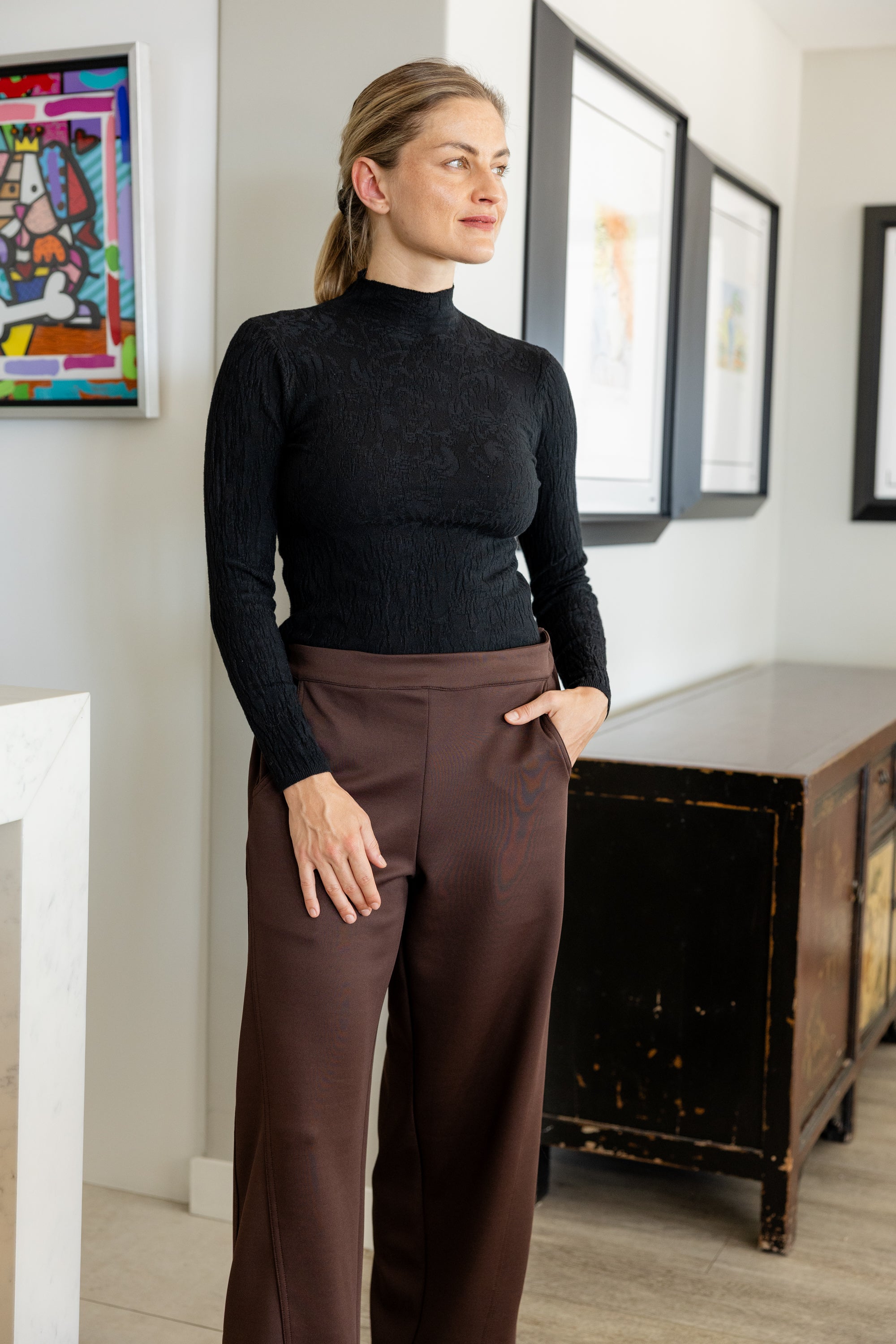 Max - Barrel Styled Pant, Choc Scuba