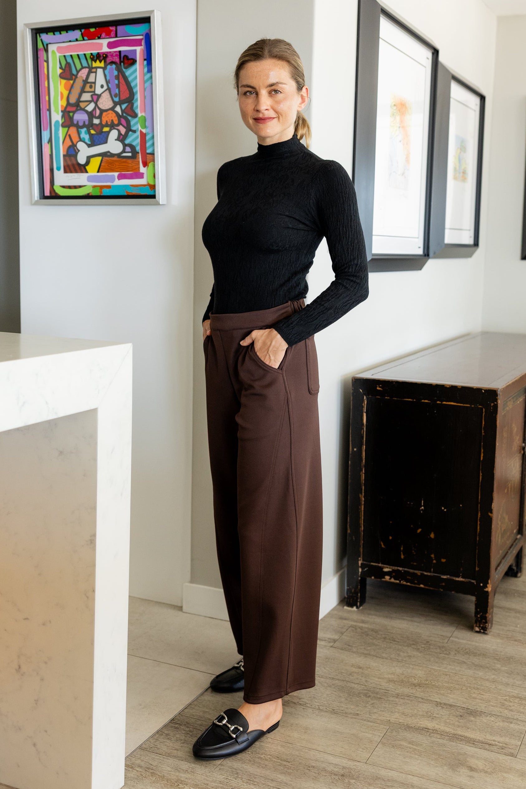 Max - Barrel Styled Pant, Choc Scuba