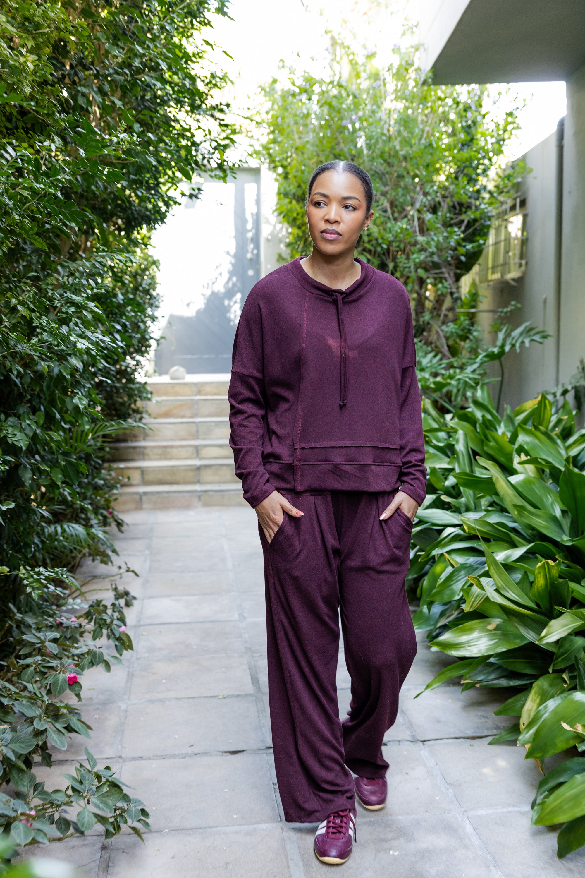 Tavi - Super Soft Styled Drawstring Top, Bordeaux