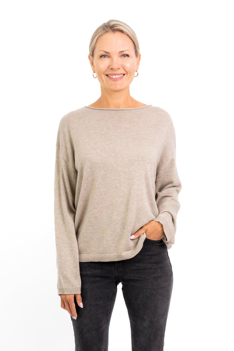D’Aliso - Boxy Knit with Lurex, Stone