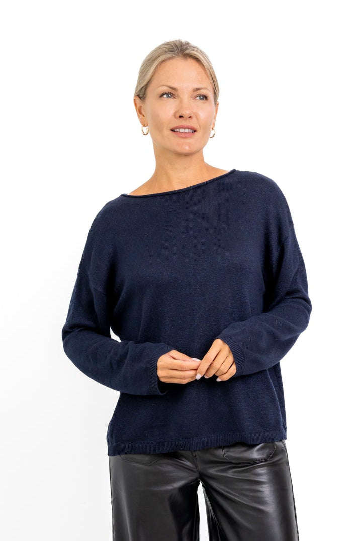 D’Aliso - Boxy Knit with Lurex, Navy