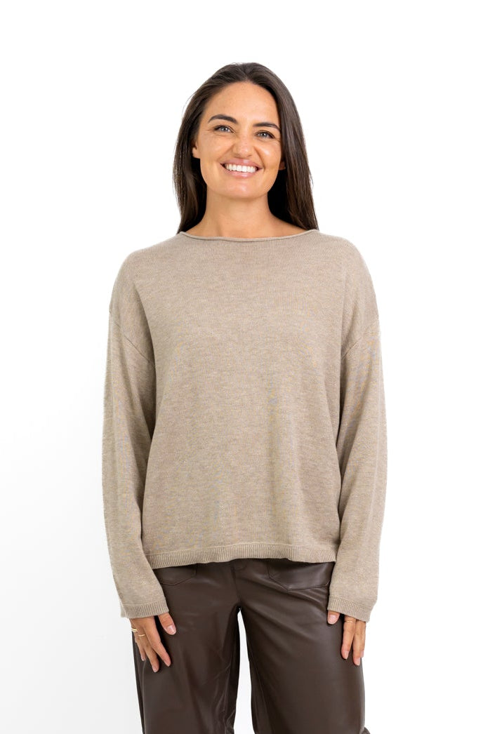 D’Aliso - Boxy Knit with Lurex, Stone