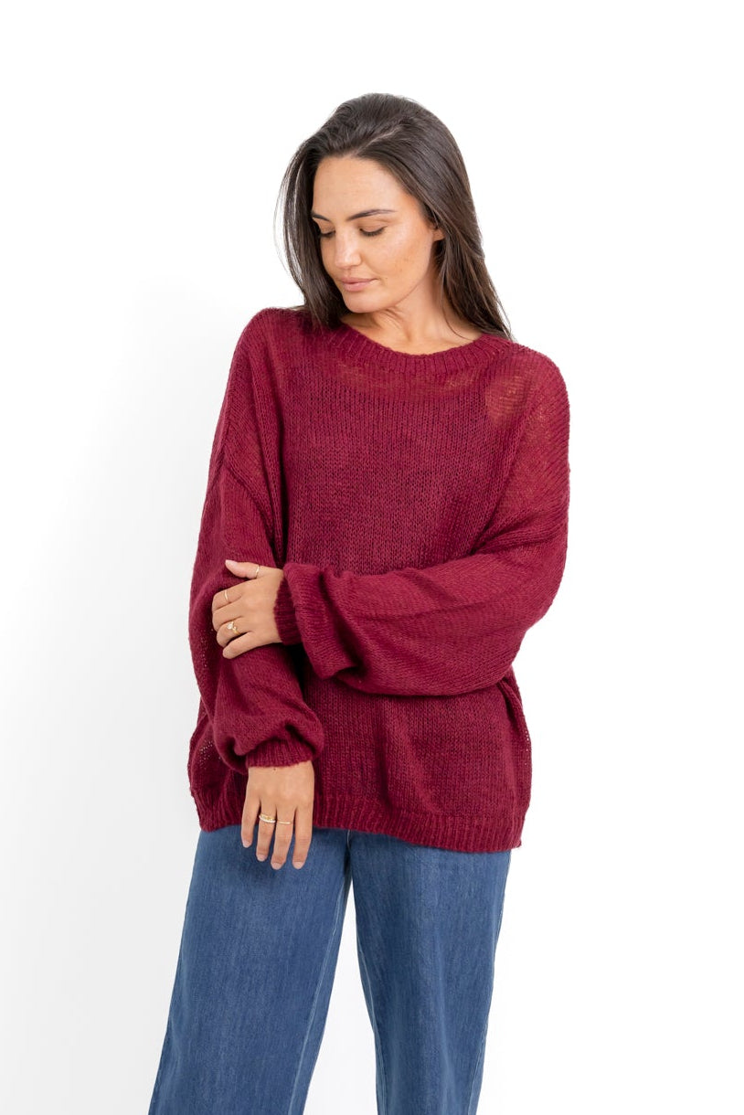 Ontario - Loose Gauge Knit, Deep Red