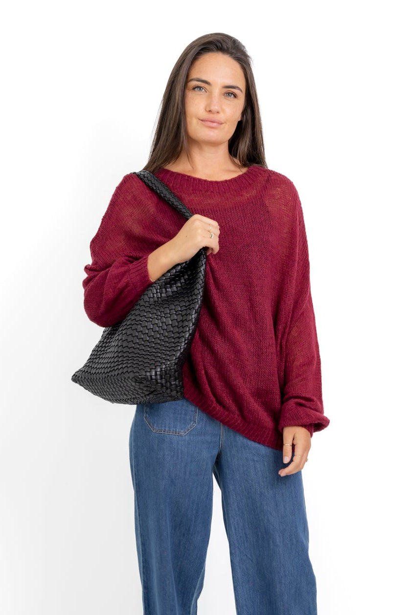 Ontario - Loose Gauge Knit, Deep Red