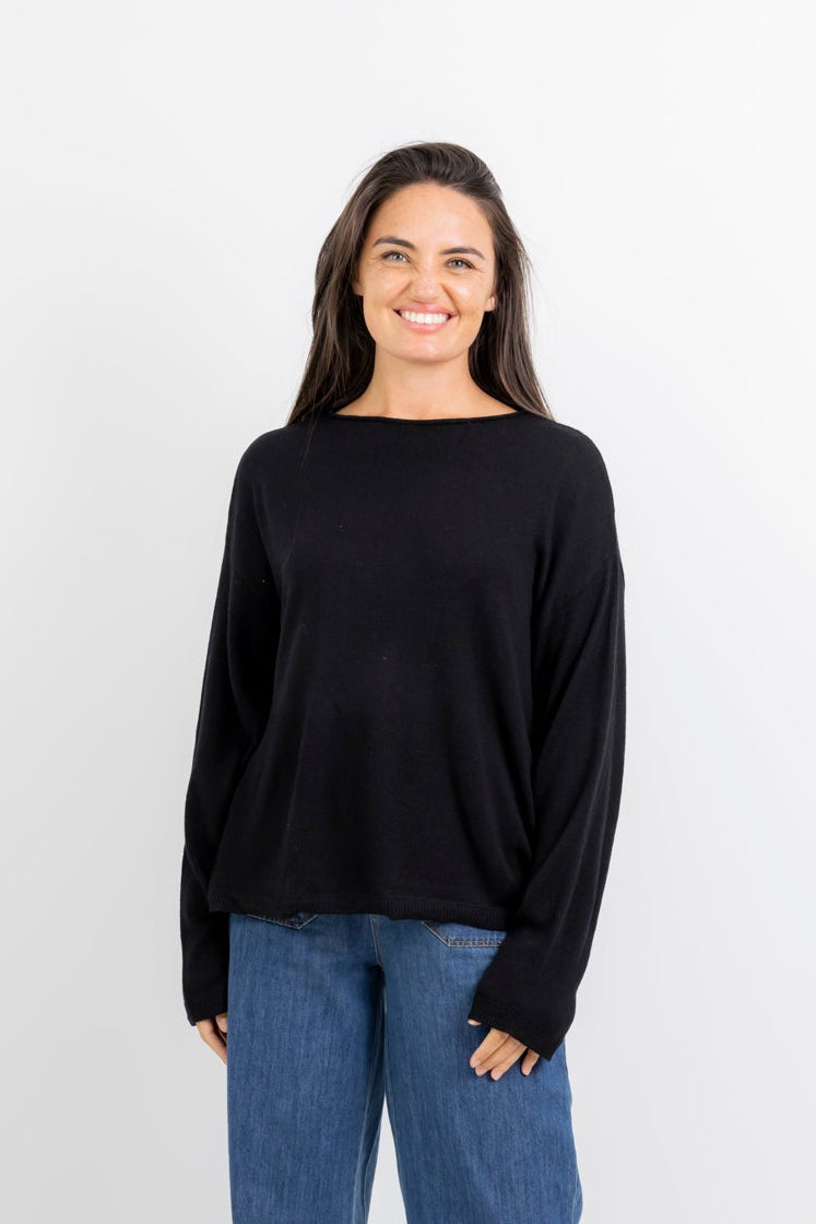 Modesto - Boxy Roll Neck Knit, Black
