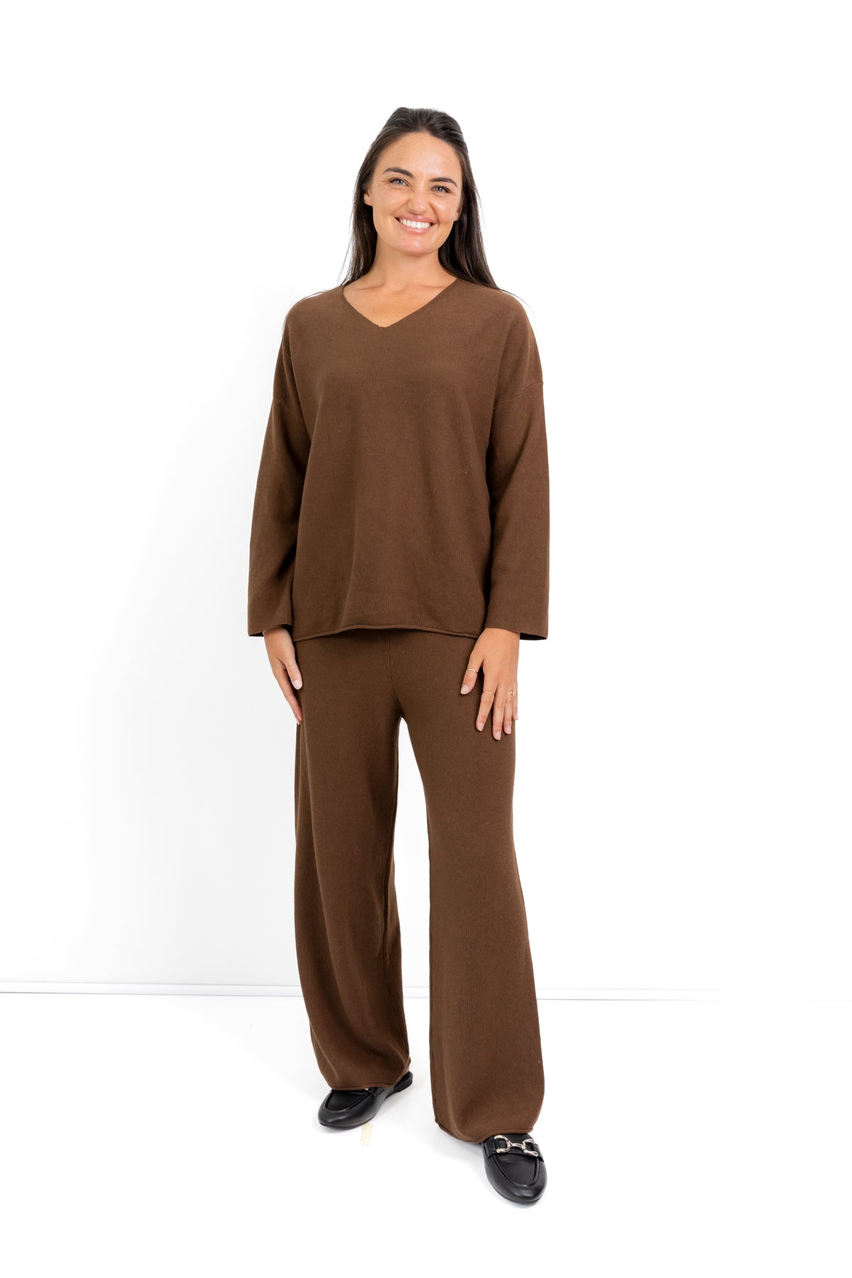 Monterey - V Neck luxe Track Set, Choc