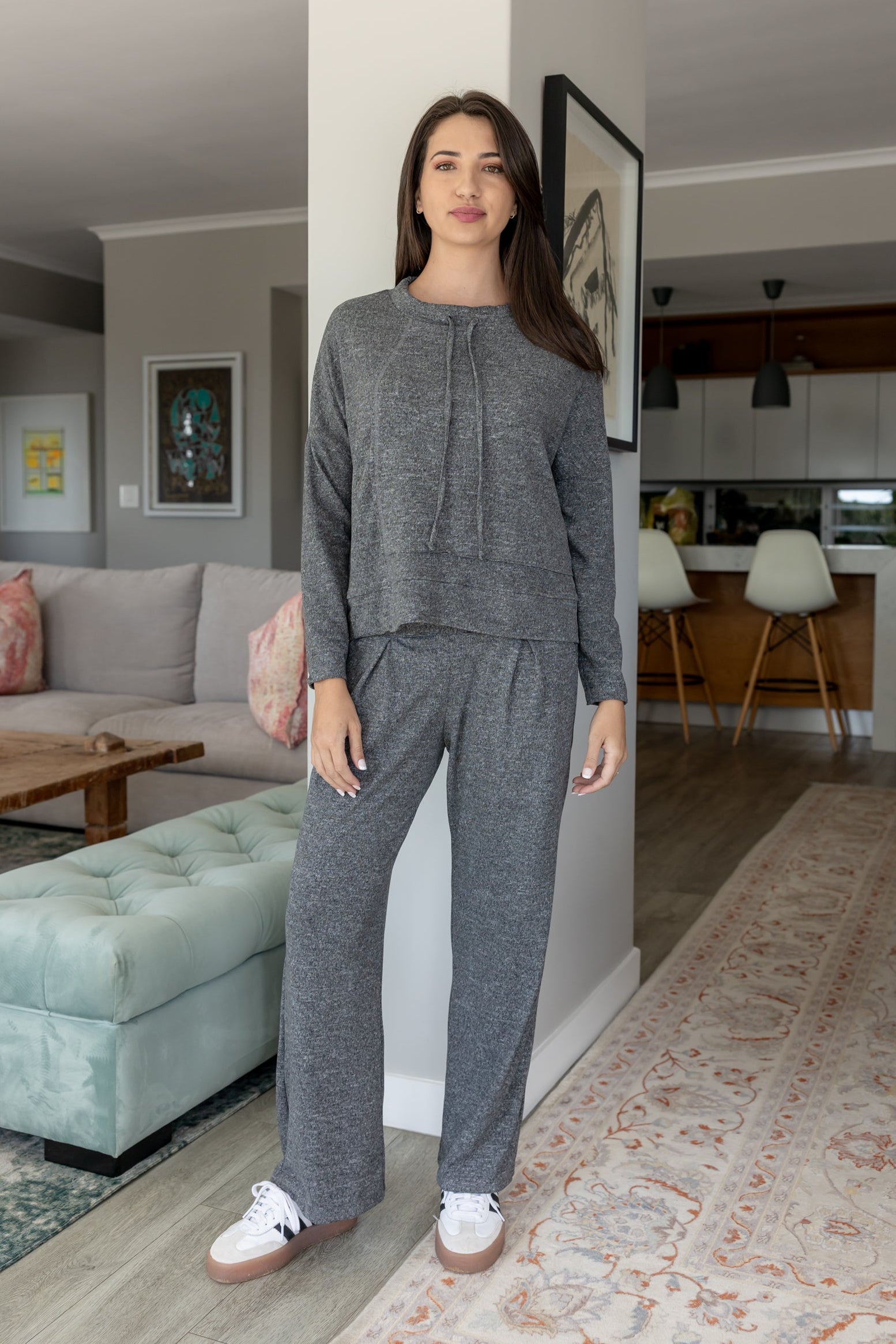 Alana - Super Soft Cut & Sew Wide Leg Pant, Charcoal