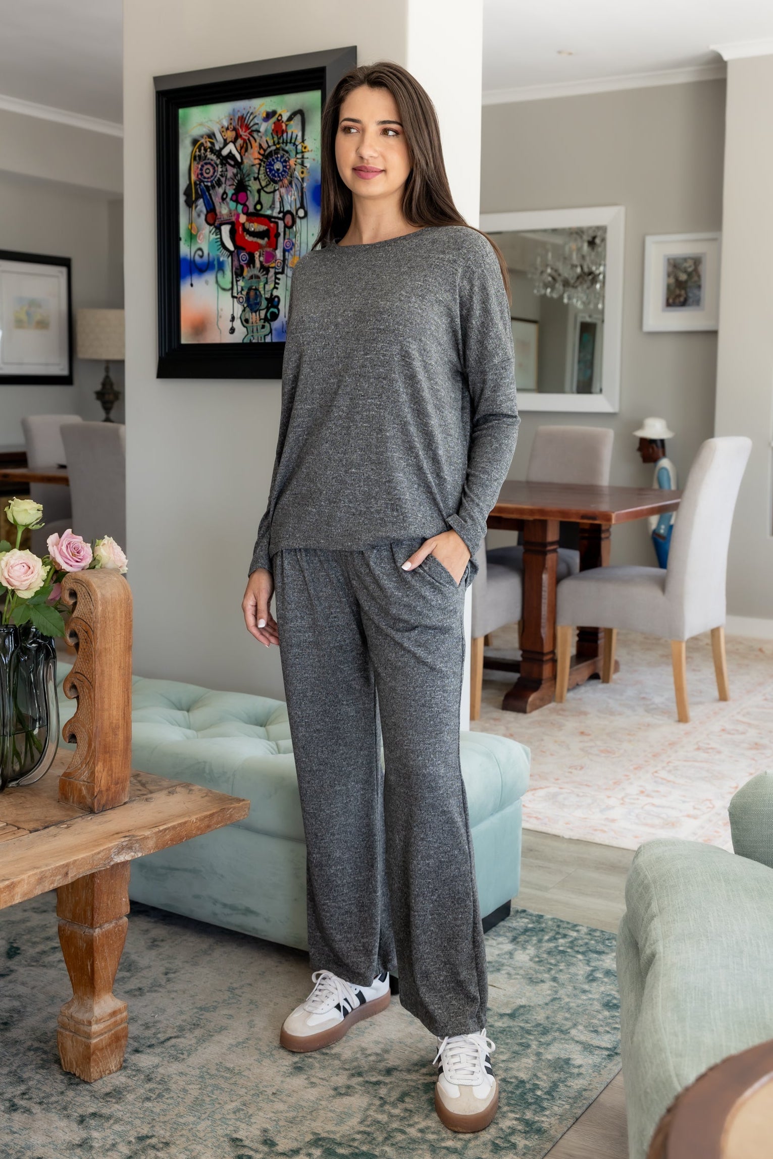 Kitt - Longline Super Soft Cut & Sew Tee with Backseam, Charcoal
