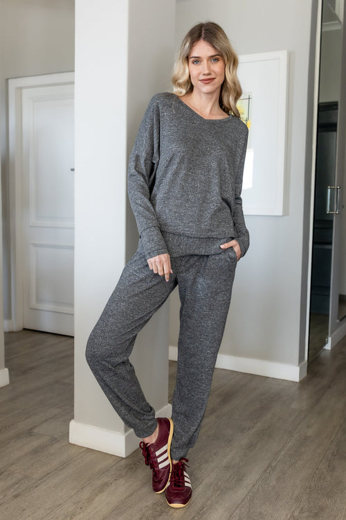 Adella - Super Soft Cut & Sew V Neck, Charcoal