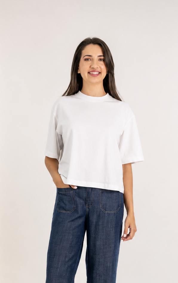 Prima- Cotton Box Tee, White