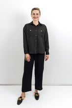 Load image into Gallery viewer, Robyn - Shacket styled Shirt, Black and White Stripe
