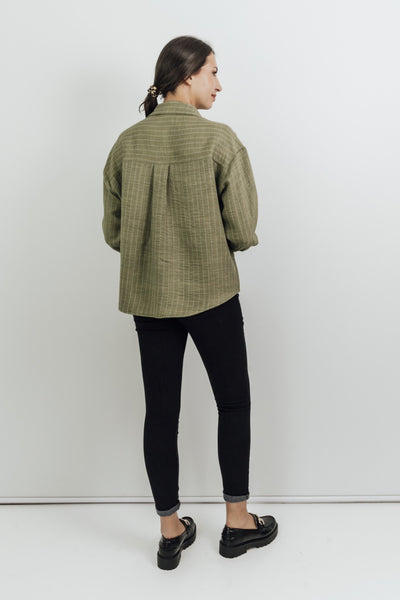 Robyn - Shacket styled Shirt, Khaki Stripe