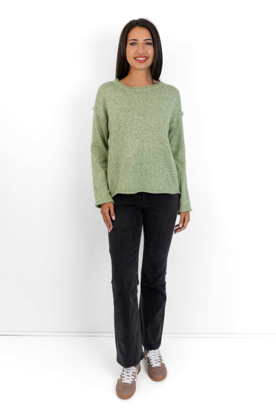 Salerno - Boxy Styled Crew Knit, Pistachio