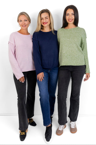 Salerno - Boxy Styled Crew Knit, Pistachio